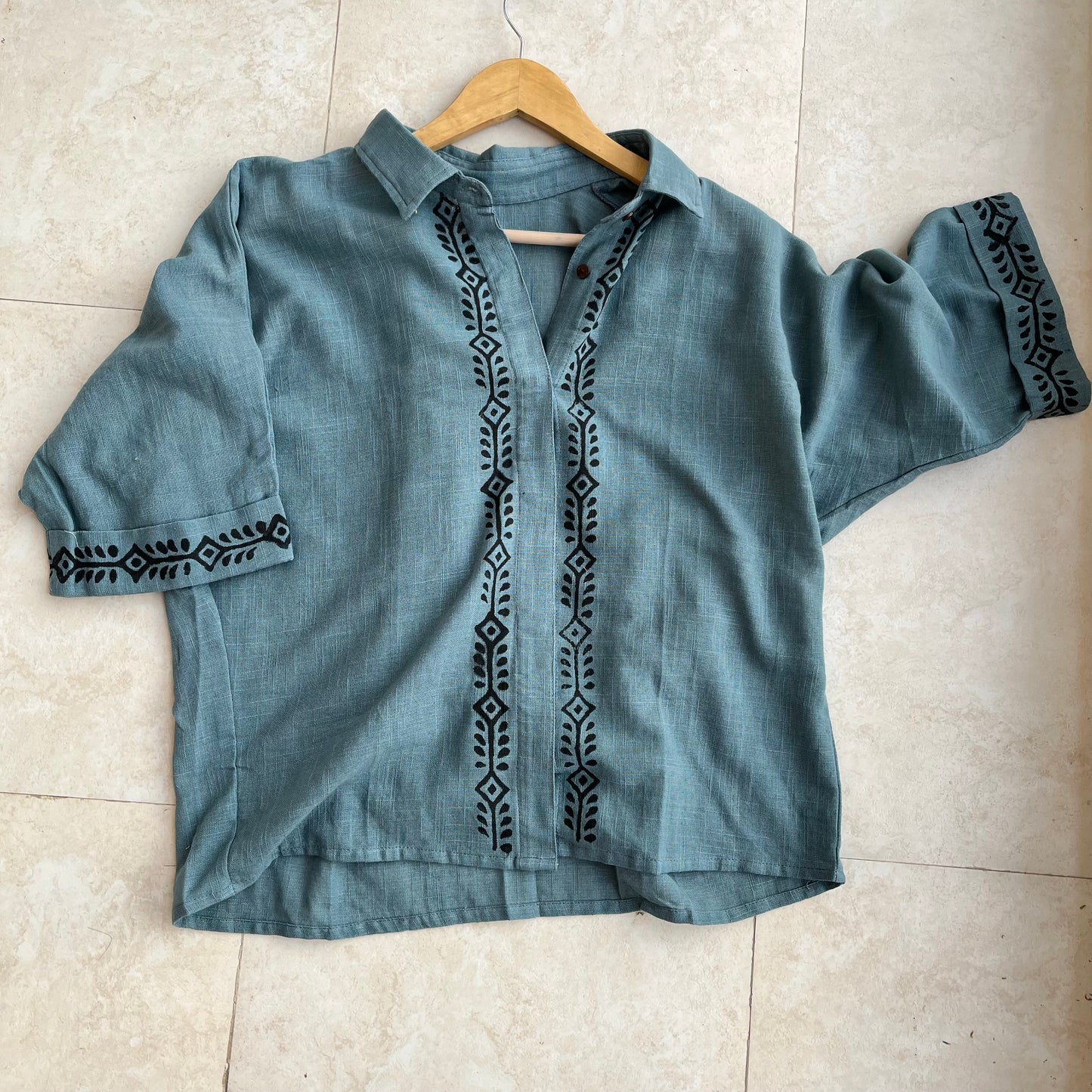 Rahgir Cotton Unisex Shirt - Dusty teal