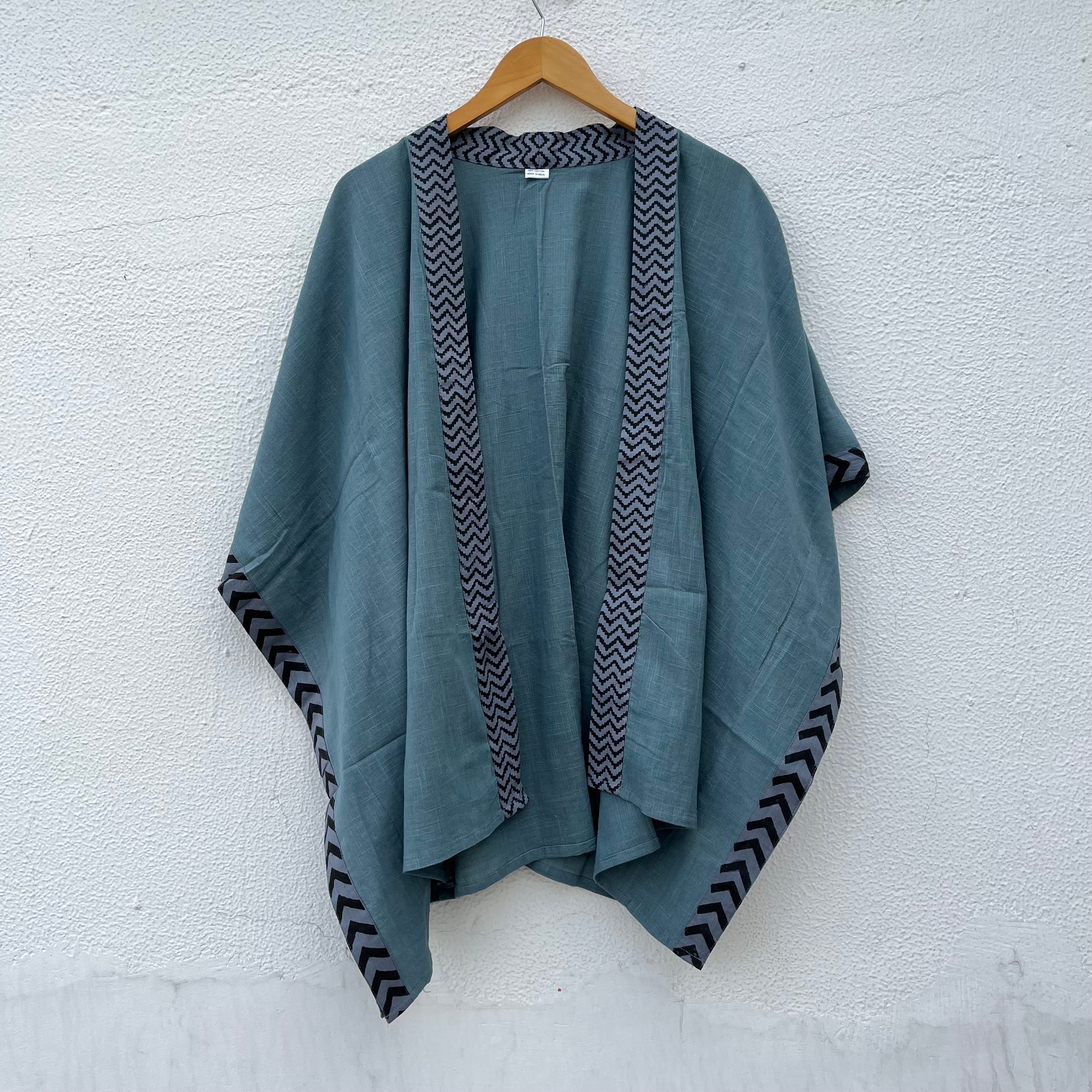 Karwaan Kaftan Cotton Shrug- Teal Blue