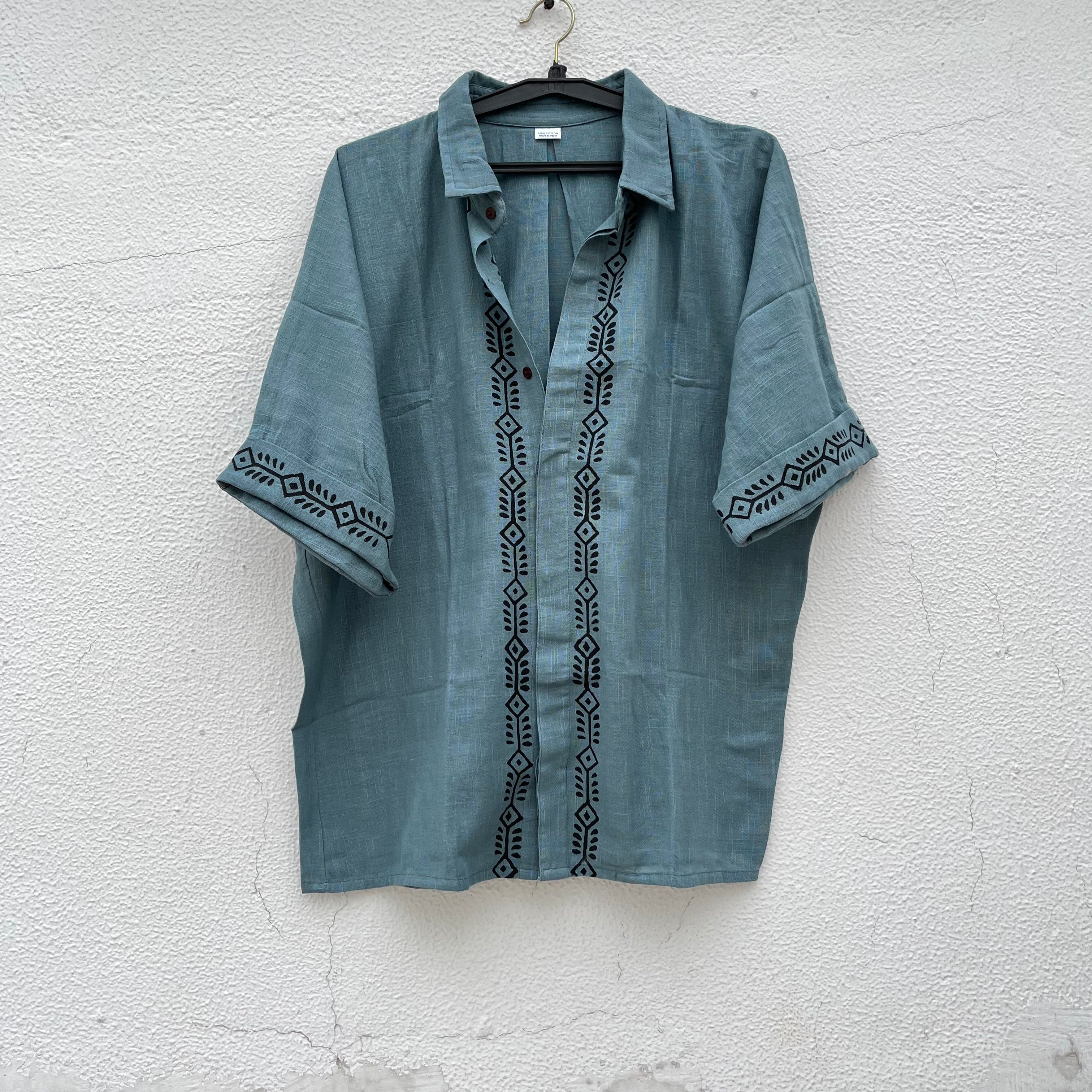 Rahgir Cotton Oversize Shirt 2.0 -Teal Blue