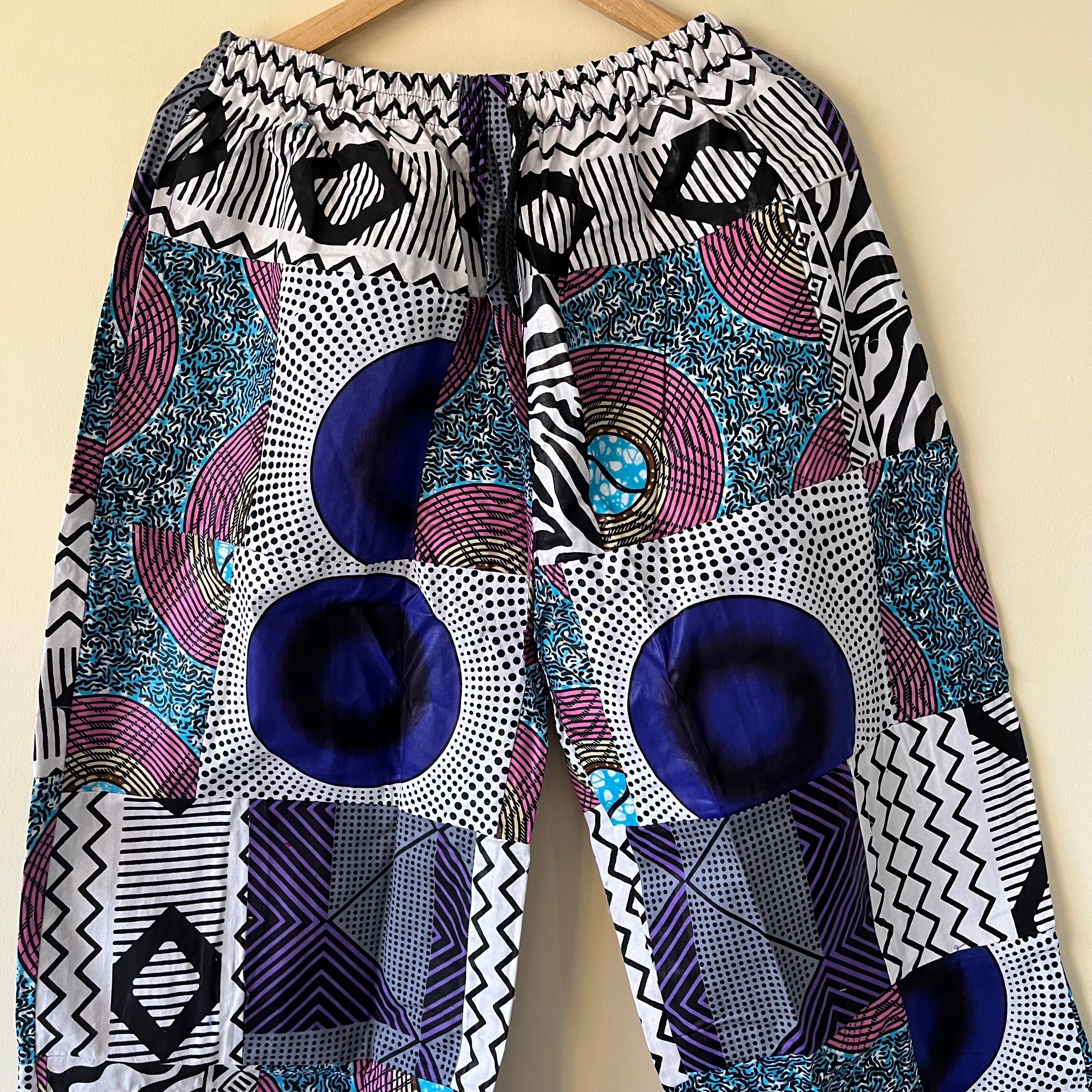 Cotton Patchwork Pants - B&W (Palazzo Style)