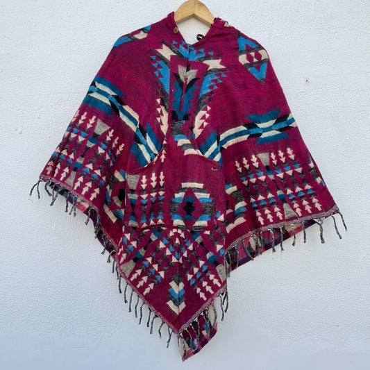 Pahadi Printed Poncho With Hood