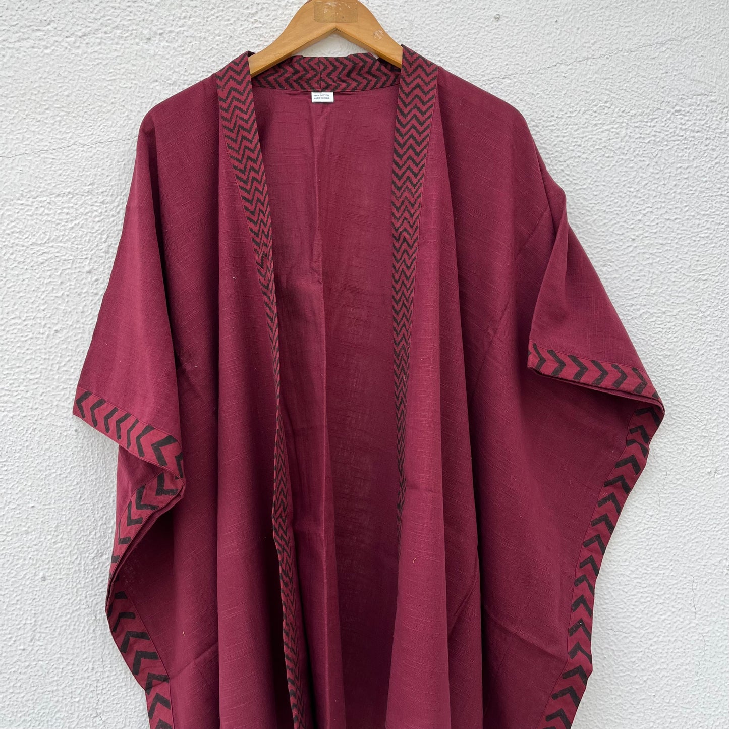 Karwaan Kaftan Cotton Shrug- Wine