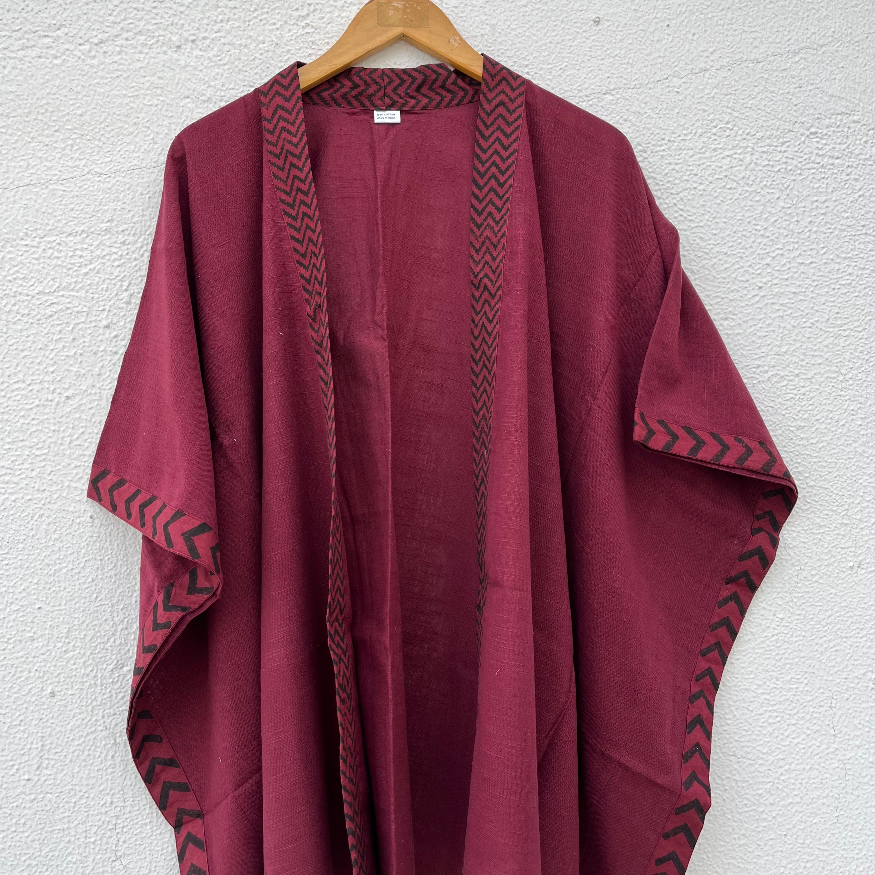Karwaan Kaftan Cotton Shrug- Wine