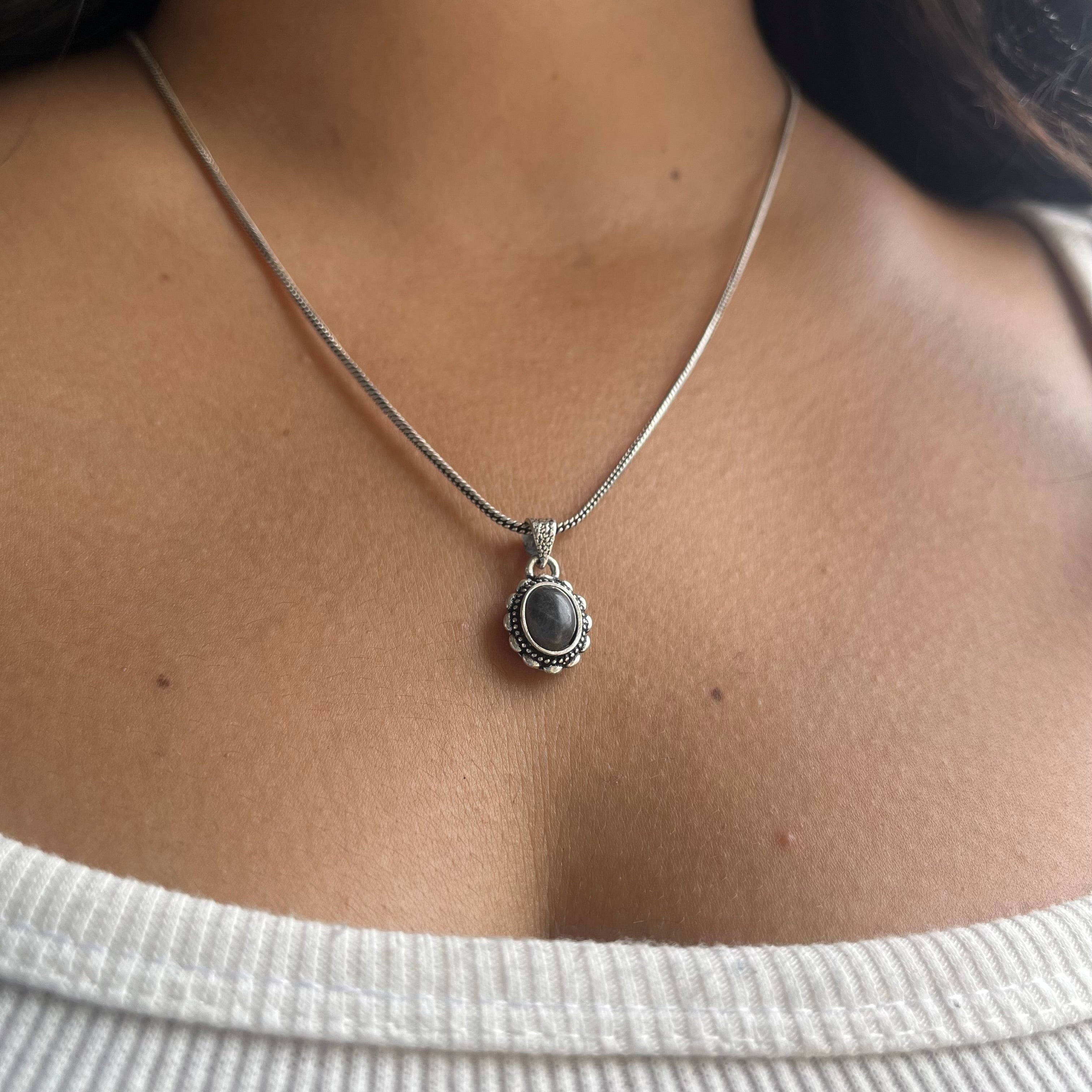 Hematite Stone Pendant & Chain