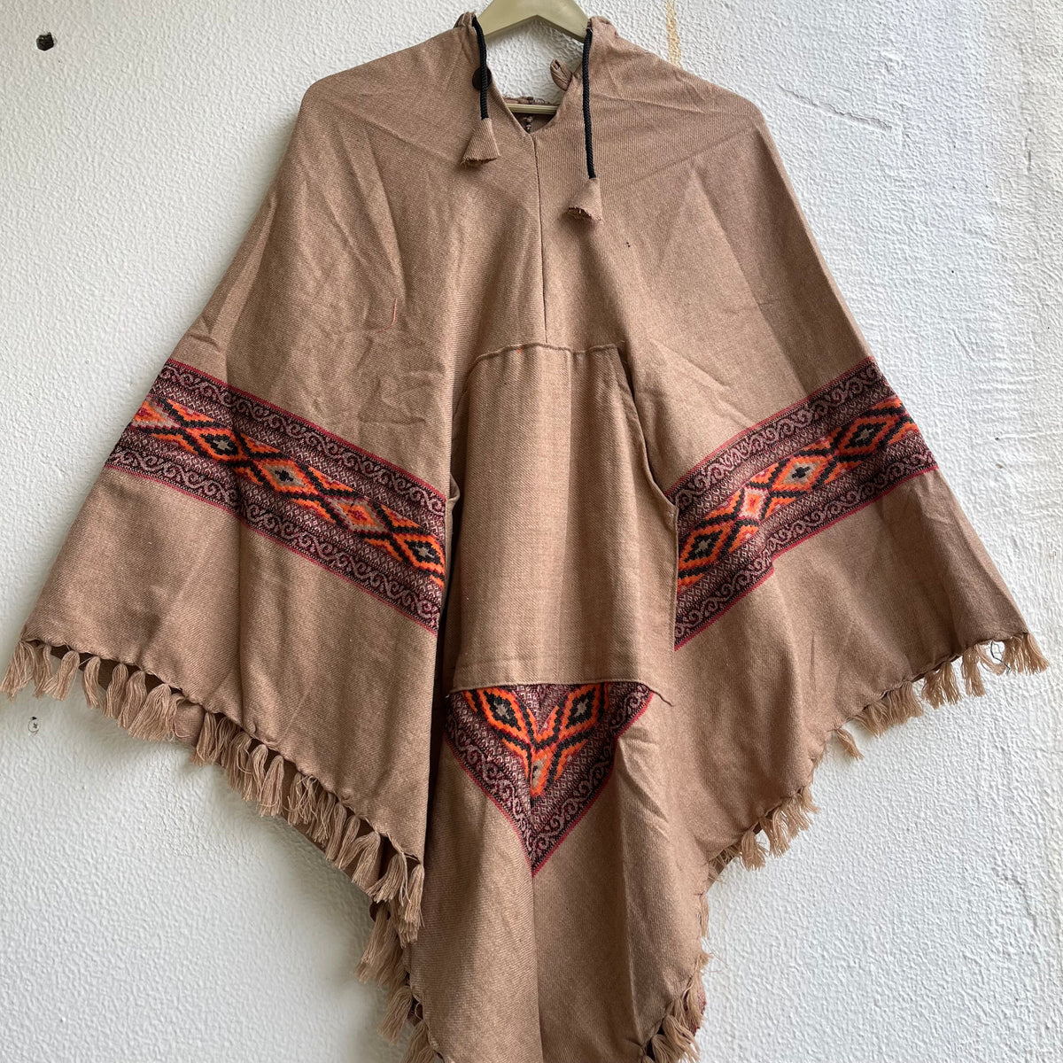 Woollen Pahadi Poncho - Beige
