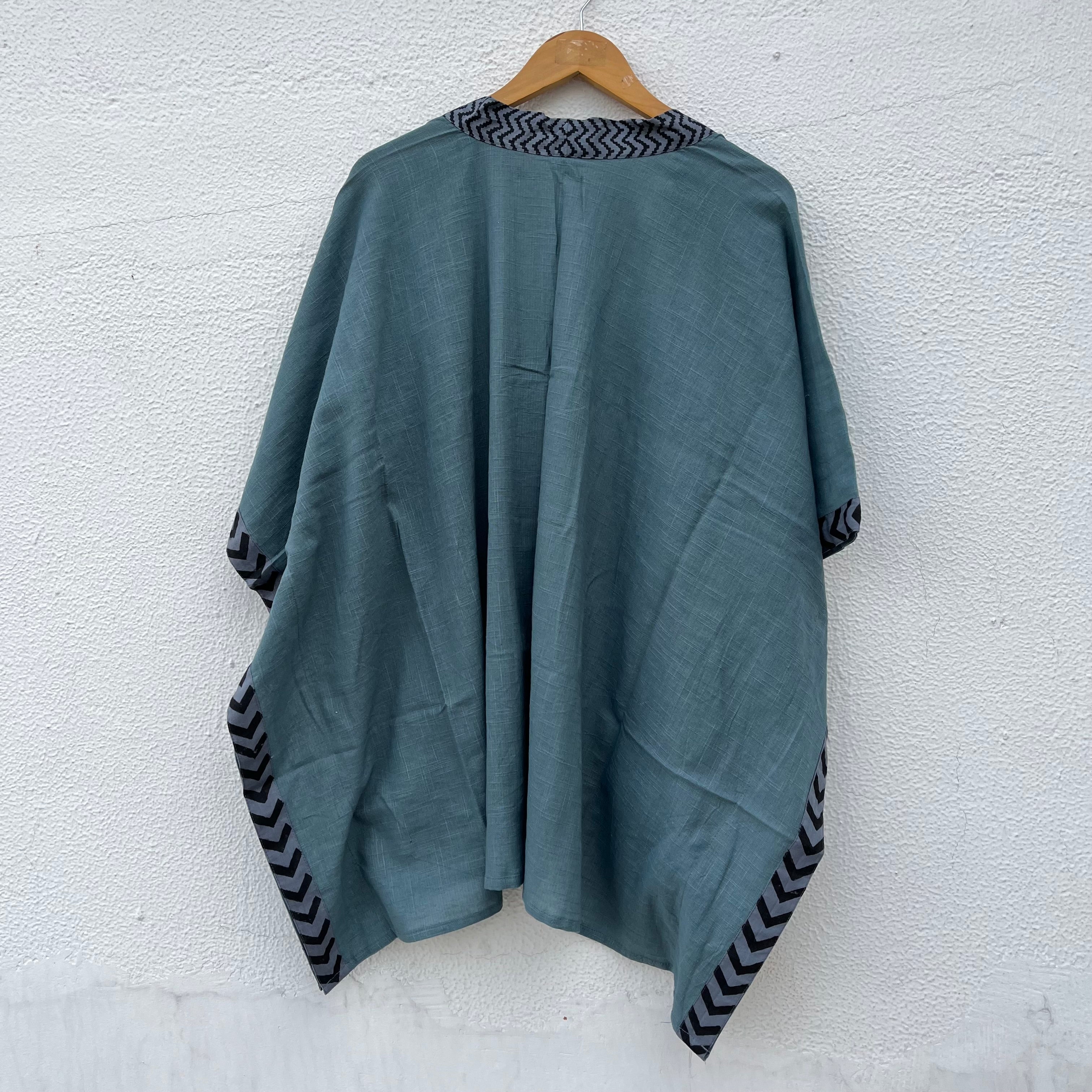 Karwaan Kaftan Cotton Shrug- Teal Blue