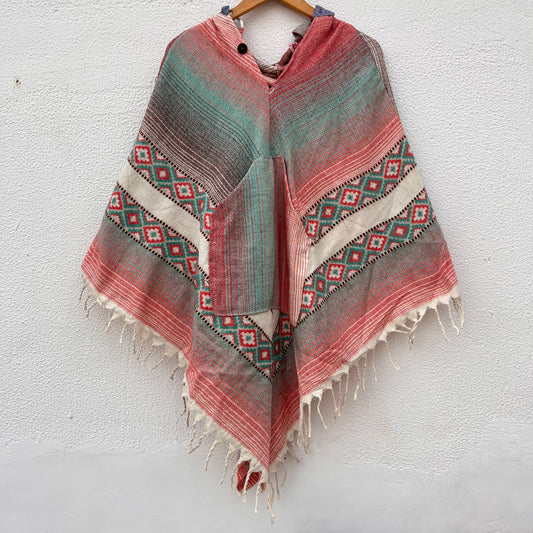 Pahadi Printed Poncho With Hood