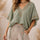 Zyra V-Neck Cotton Top - Sage Green