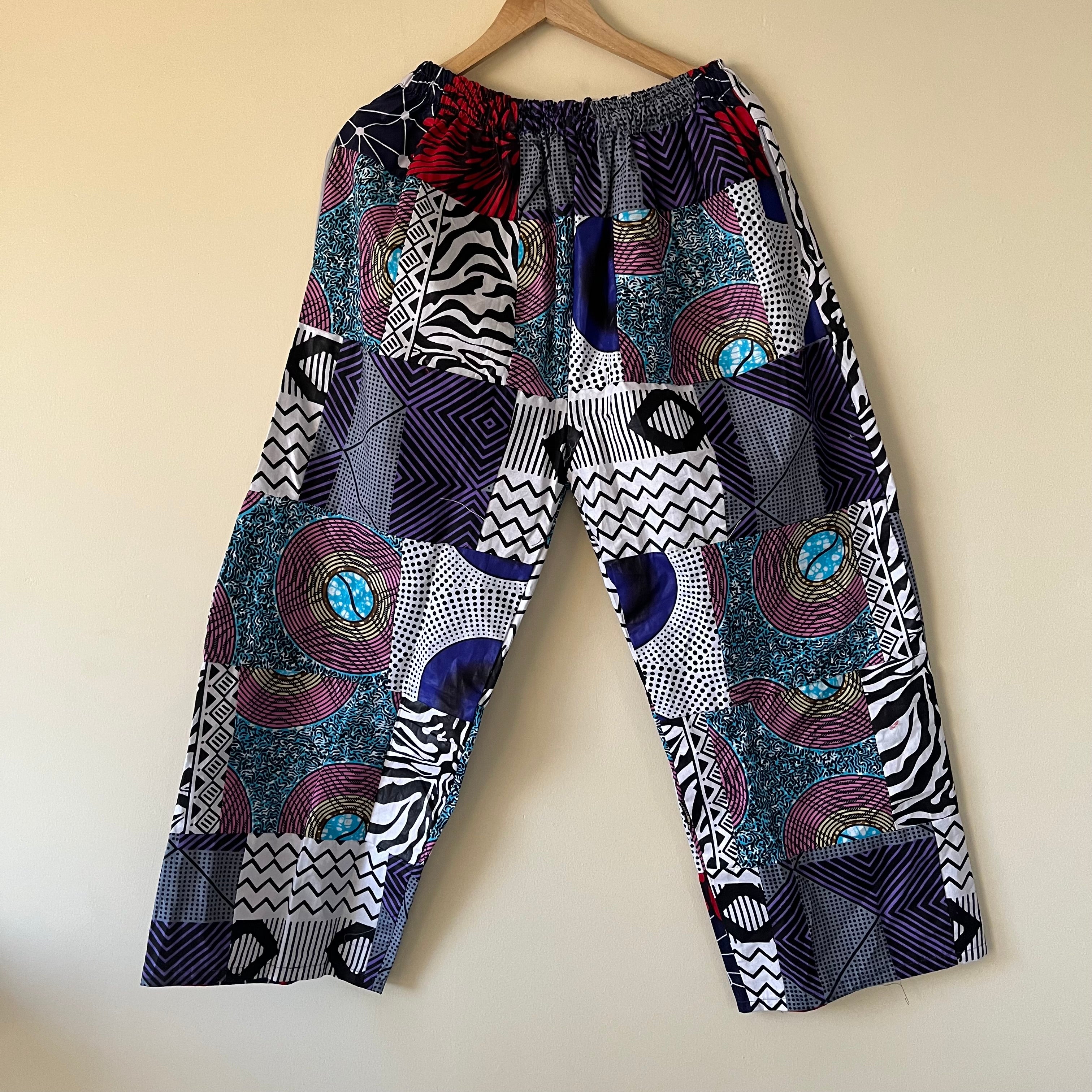 Cotton Patchwork Pants - B&W (Palazzo Style)