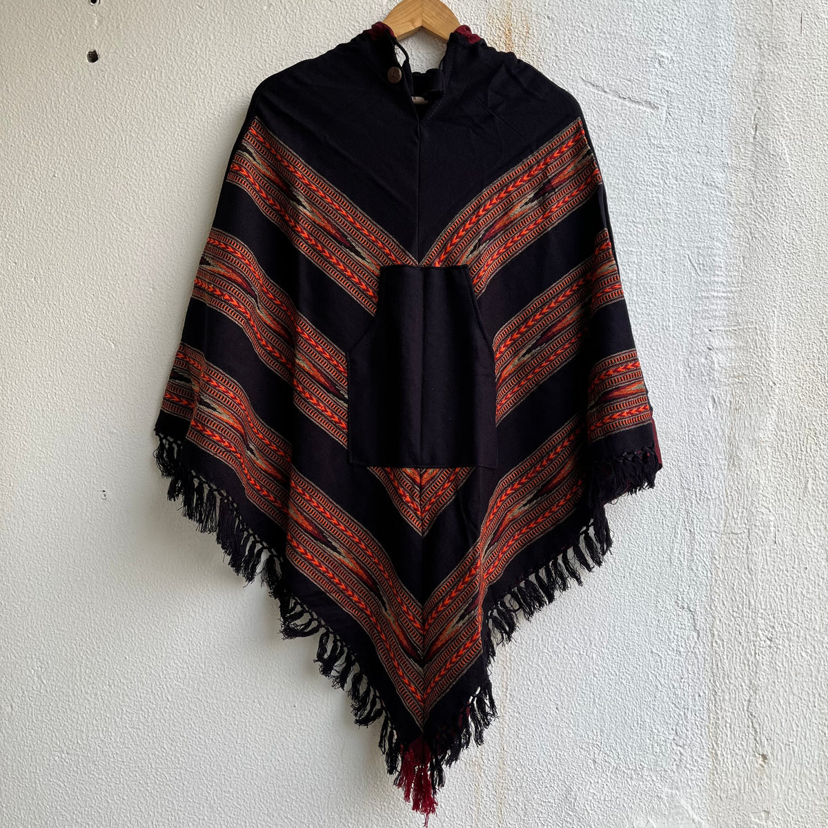 Pahadi Poncho 3 Patti with Hood - Black