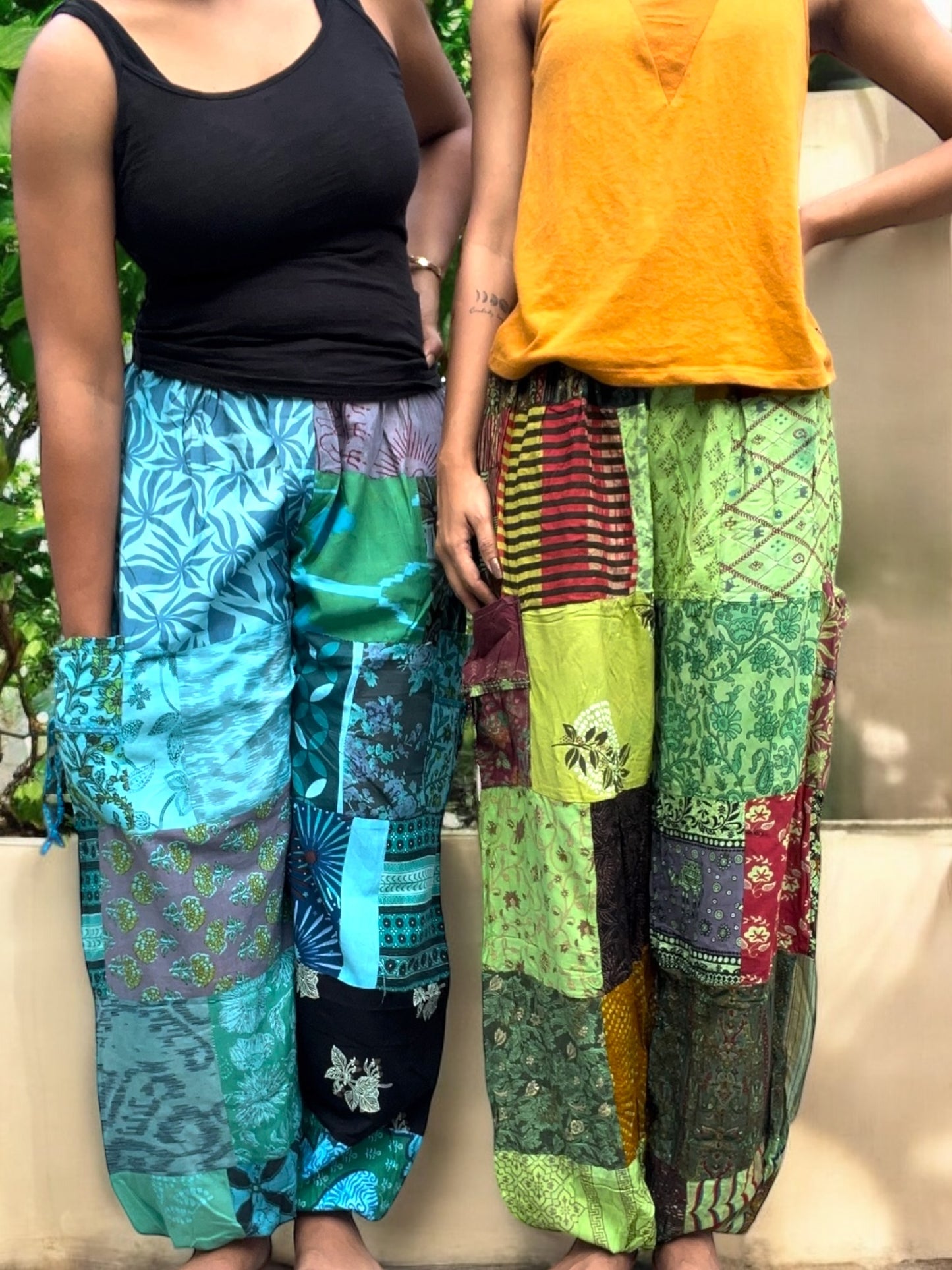 Patchwork Pants - Turquoise