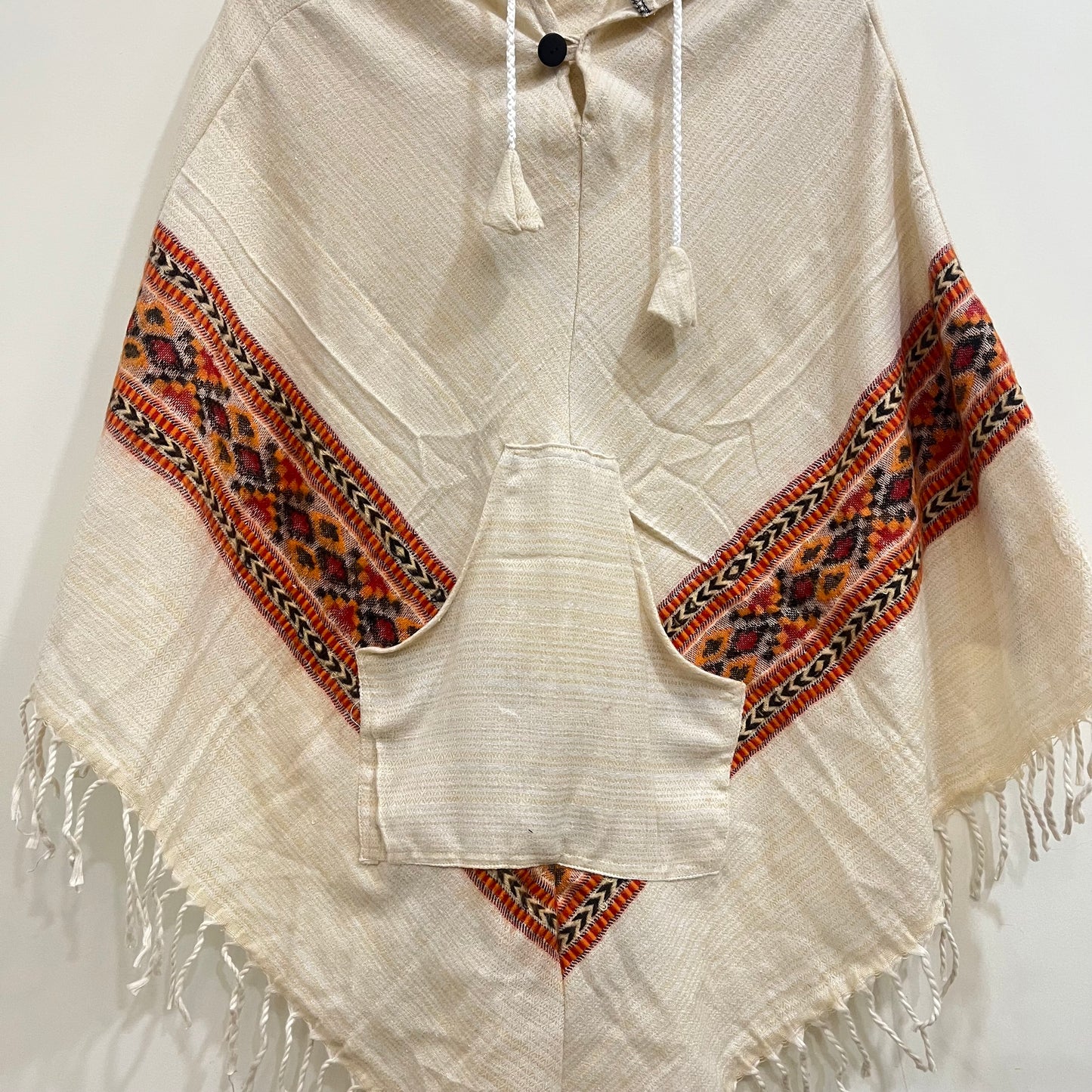 Pahadi Kullu Poncho- Cream