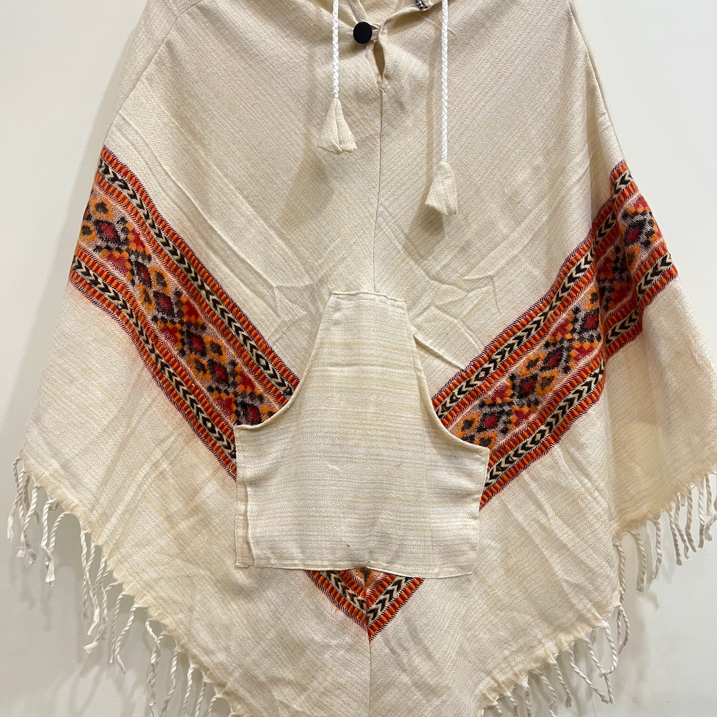 Combo Set - Kullu Poncho + Woollen Pants (Cream)