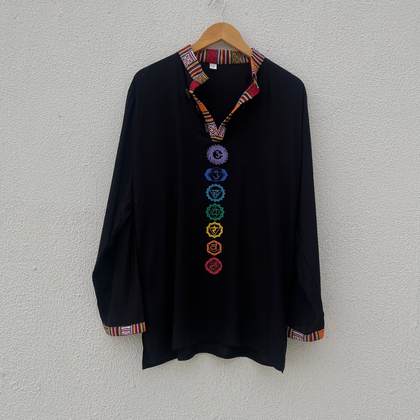 7 Chakra Kurta - Black (Mulicolour Chakra)