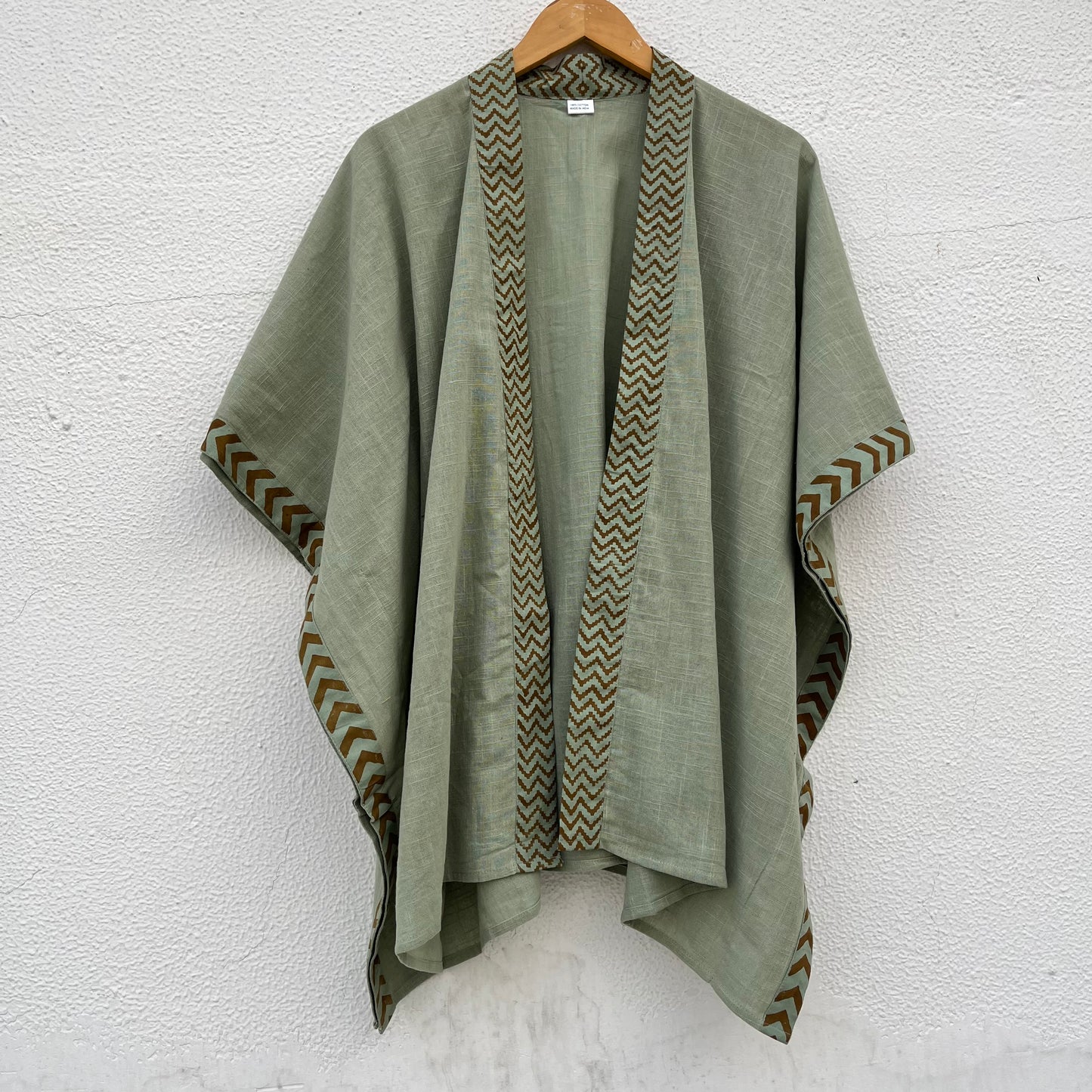 Karwaan Kaftan Cotton Shrug - Sage Green