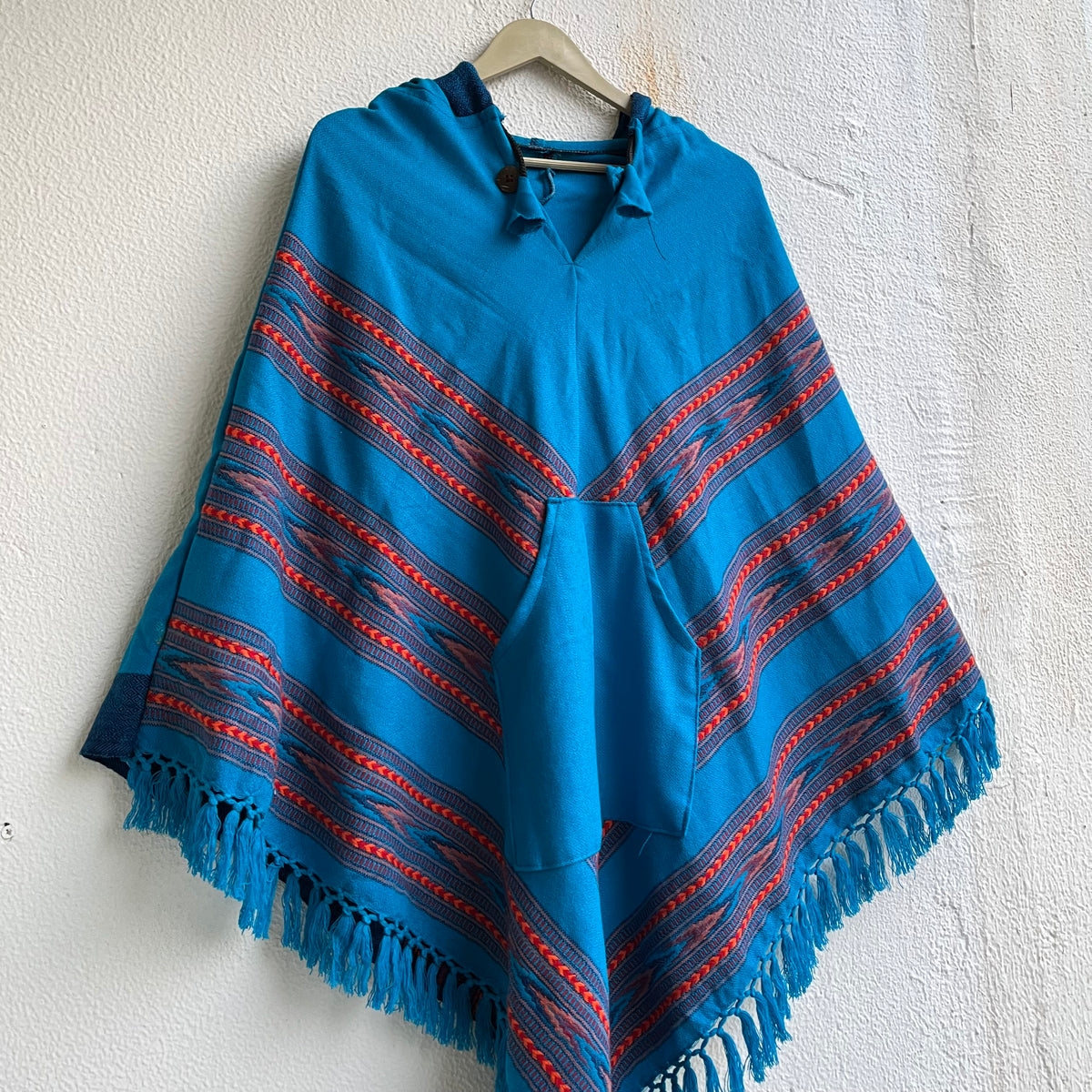 Pahadi Poncho 3 Patti with Hood - Sea