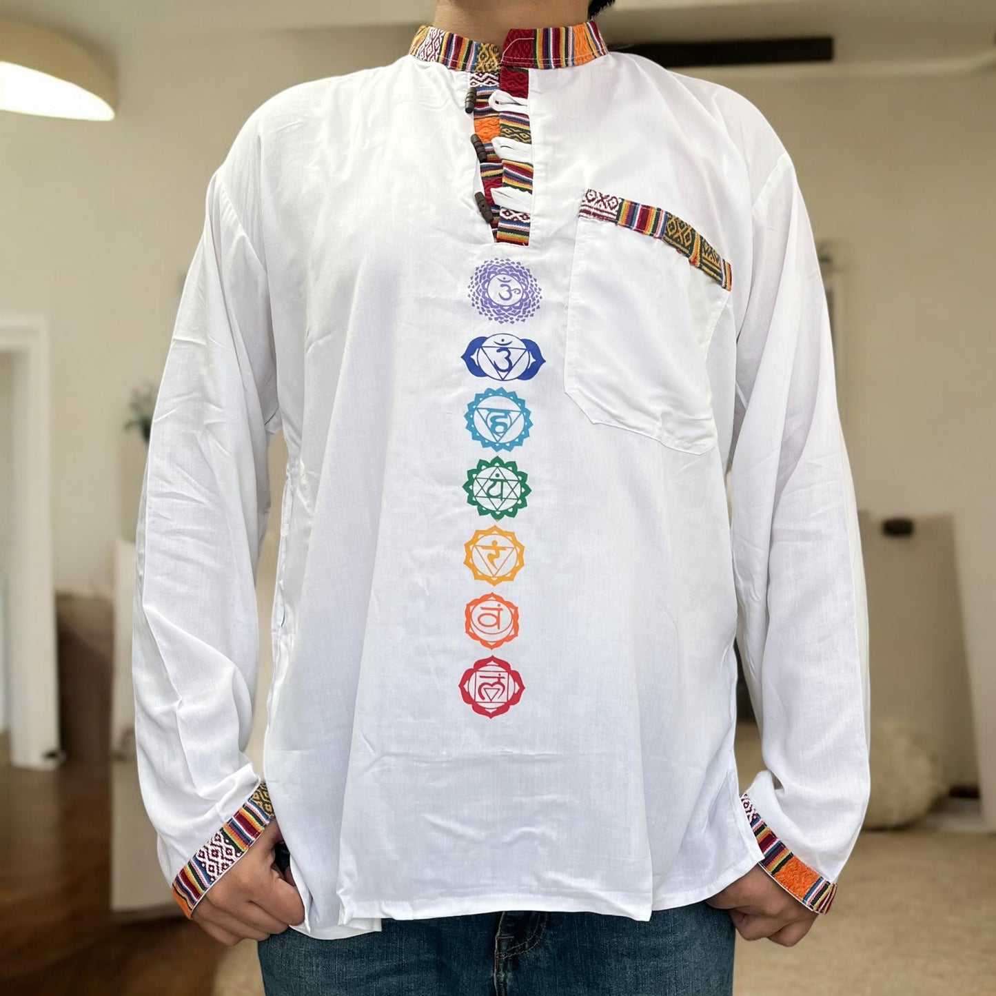 7 Chakra Kurta - White with Pocket