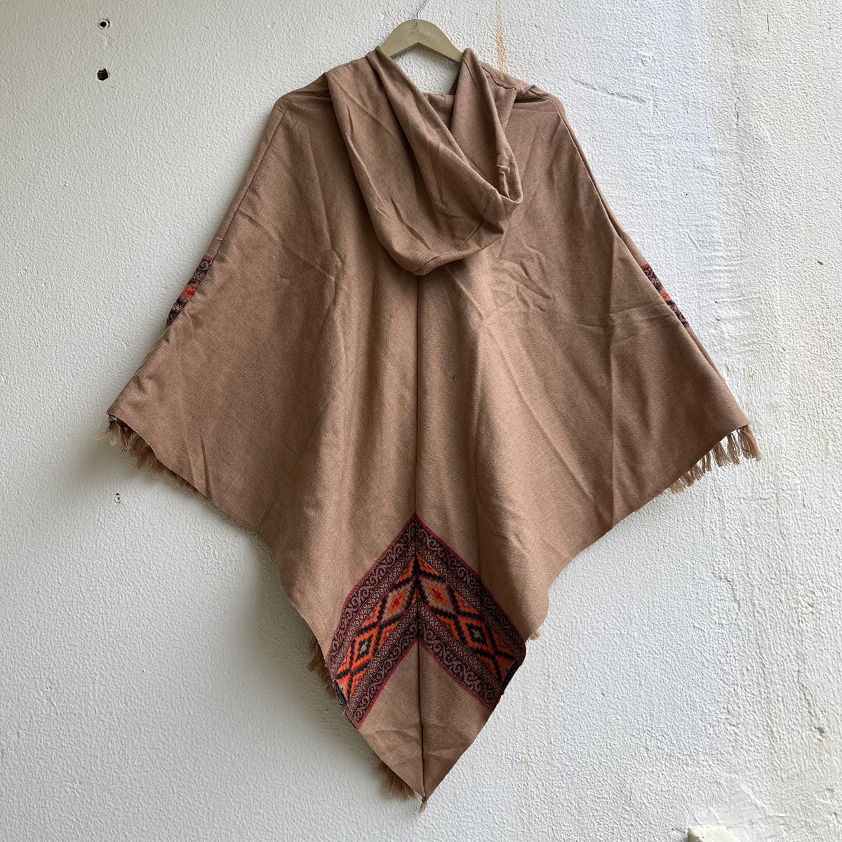 Woollen Pahadi Poncho - Beige