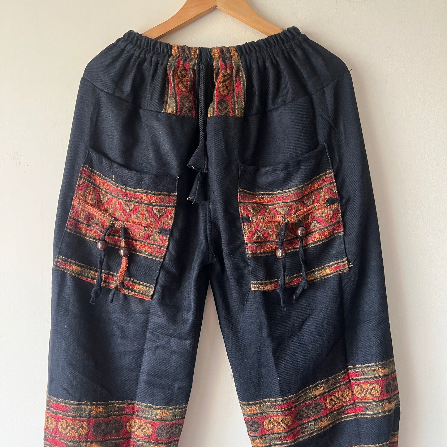 Woollen Kullu 3 Patti Pants- Black