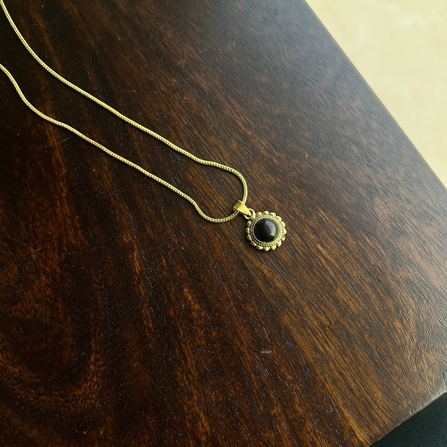 Black Stone Pendant & Chain