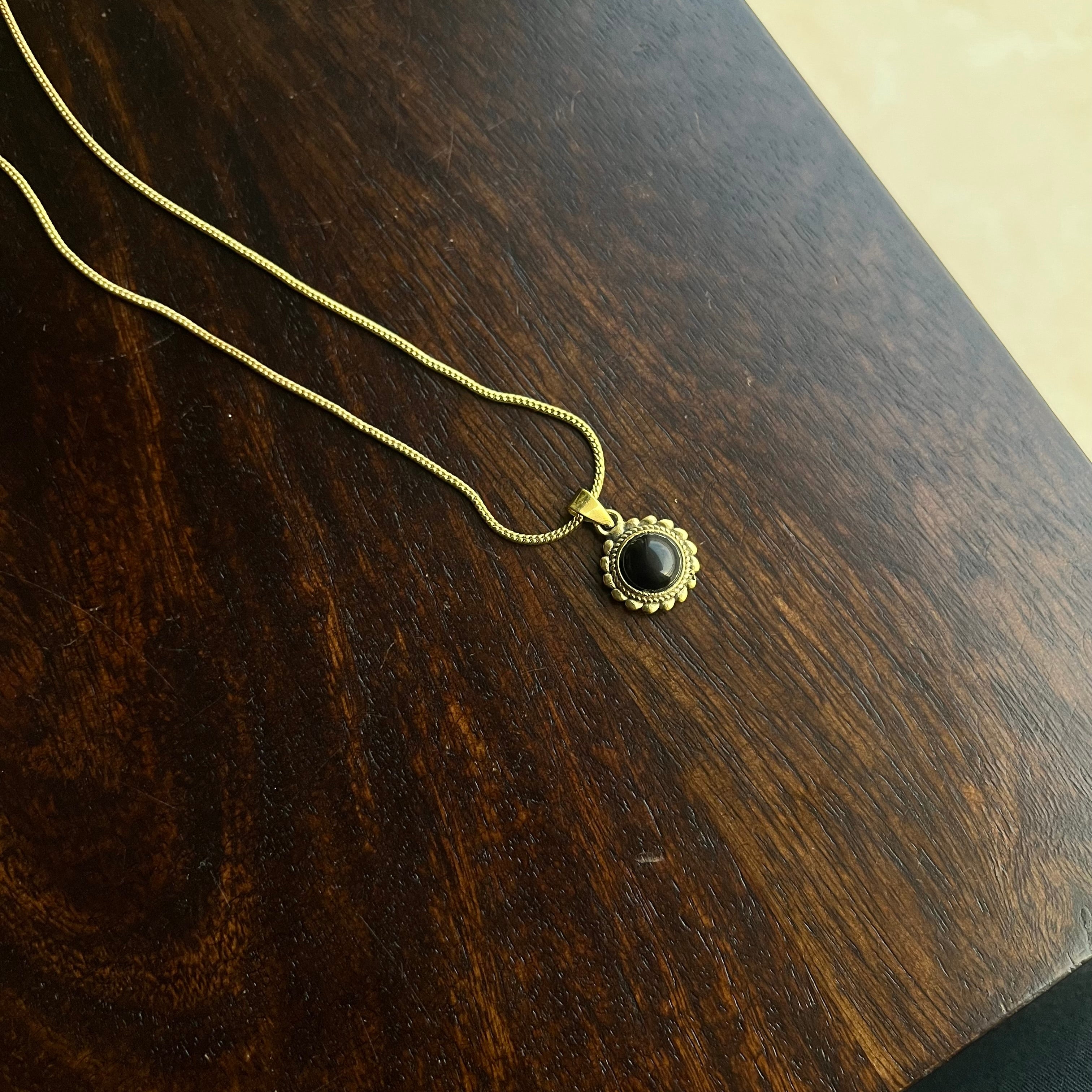 Black Stone Pendant & Chain