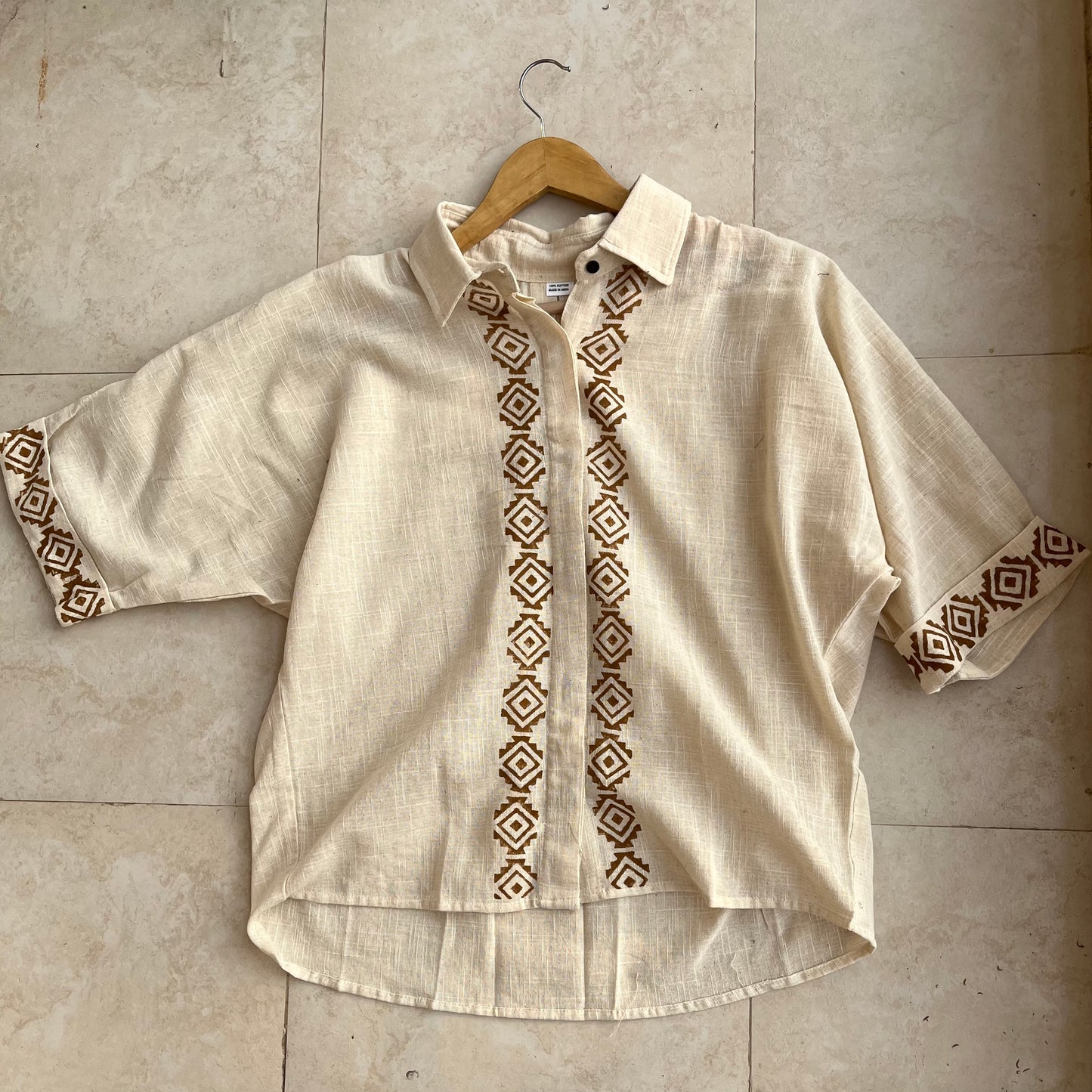 Rahgir Cotton Unisex Shirt - Warm Cream