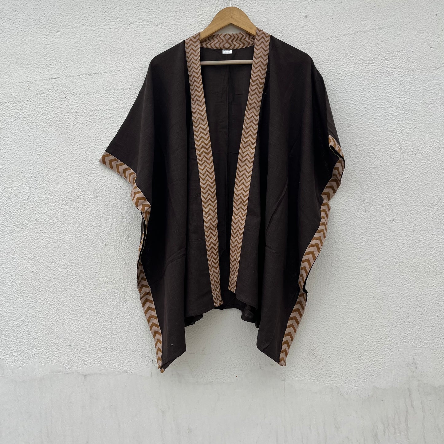 Karwaan Kaftan Cotton Shrug- Brown