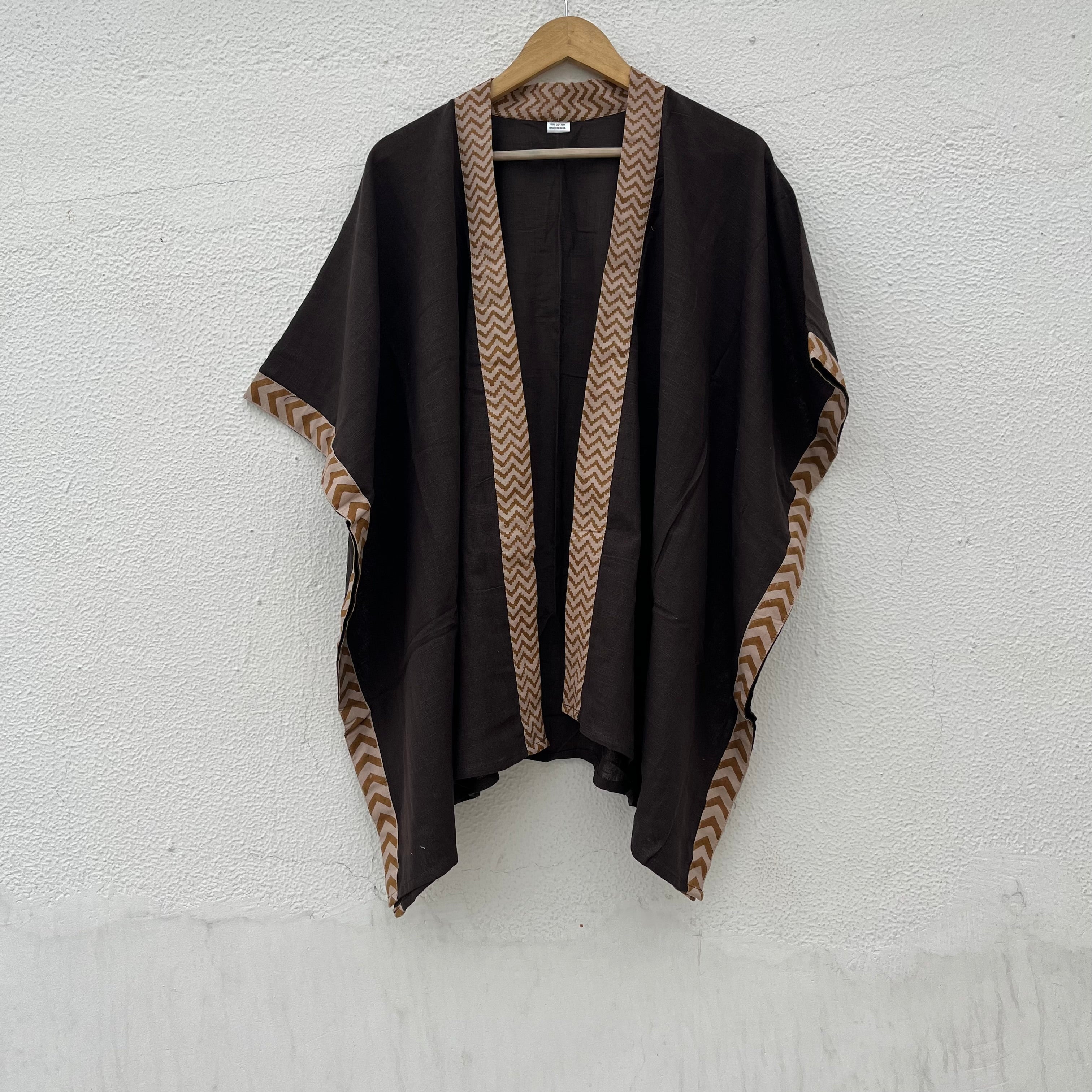 Karwaan Kaftan Cotton Shrug- Brown