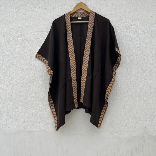 Karwaan Kaftan Cotton Shrug- Brown