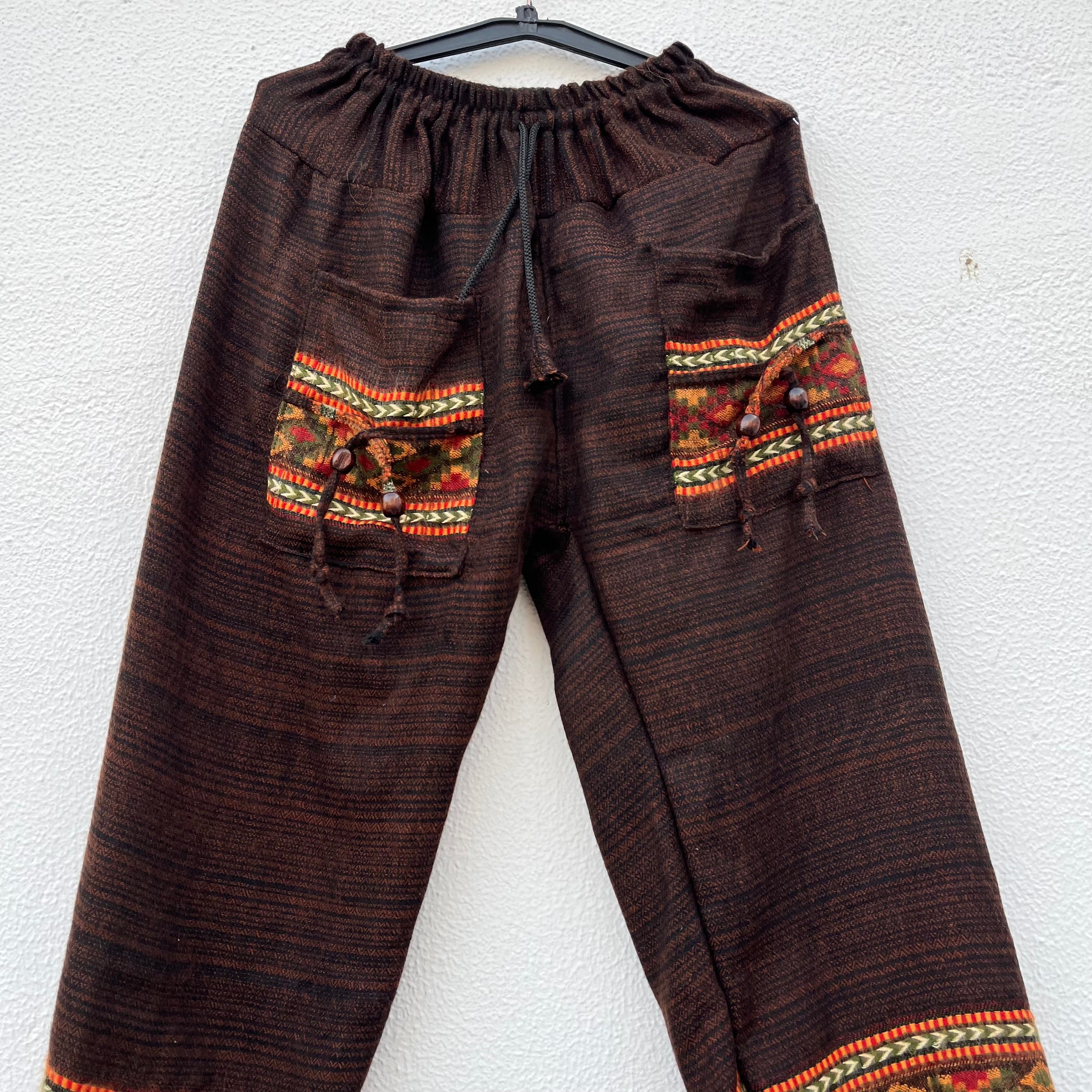 Combo Set - Kullu Poncho + Woollen Pants (Brown)