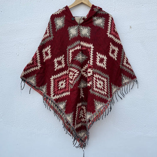 Pahadi Printed Poncho With Hood