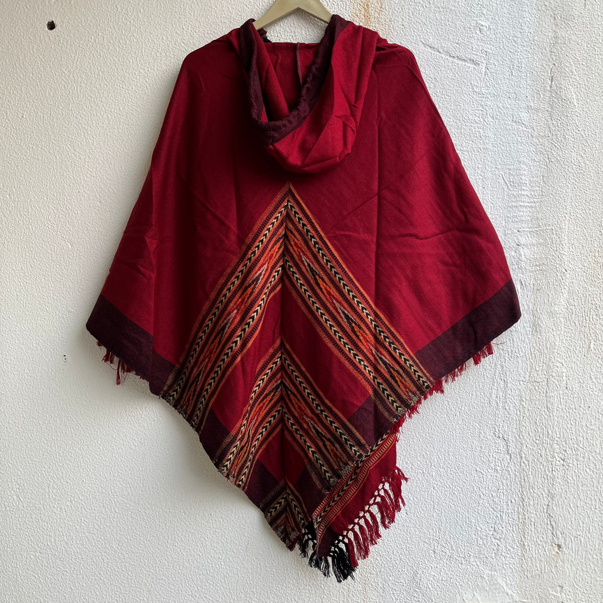 Pahadi Poncho 3 Patti with Hood - Maroon