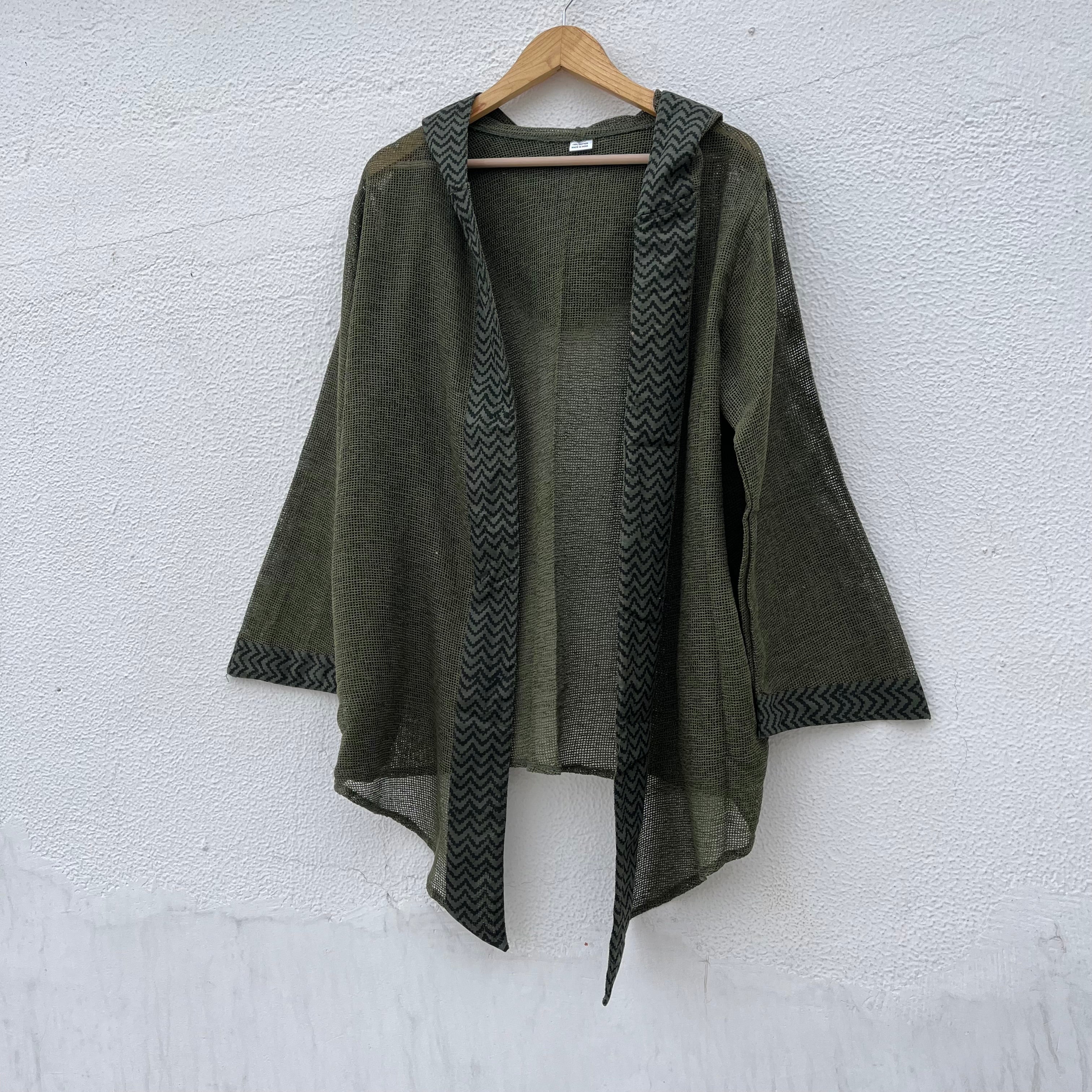 Kabira Cotton Shrug - Olive Green
