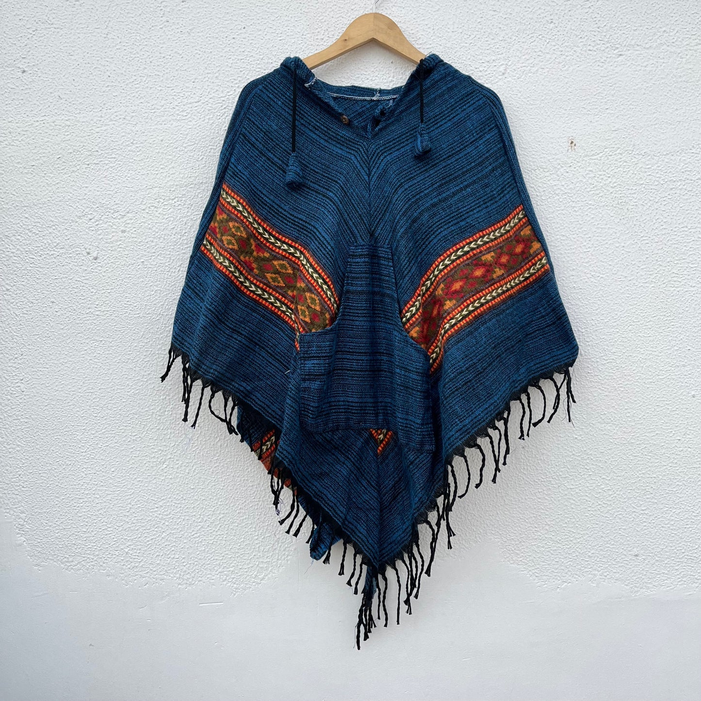 Combo Set - Kullu Poncho + Woollen Pants (Blue)