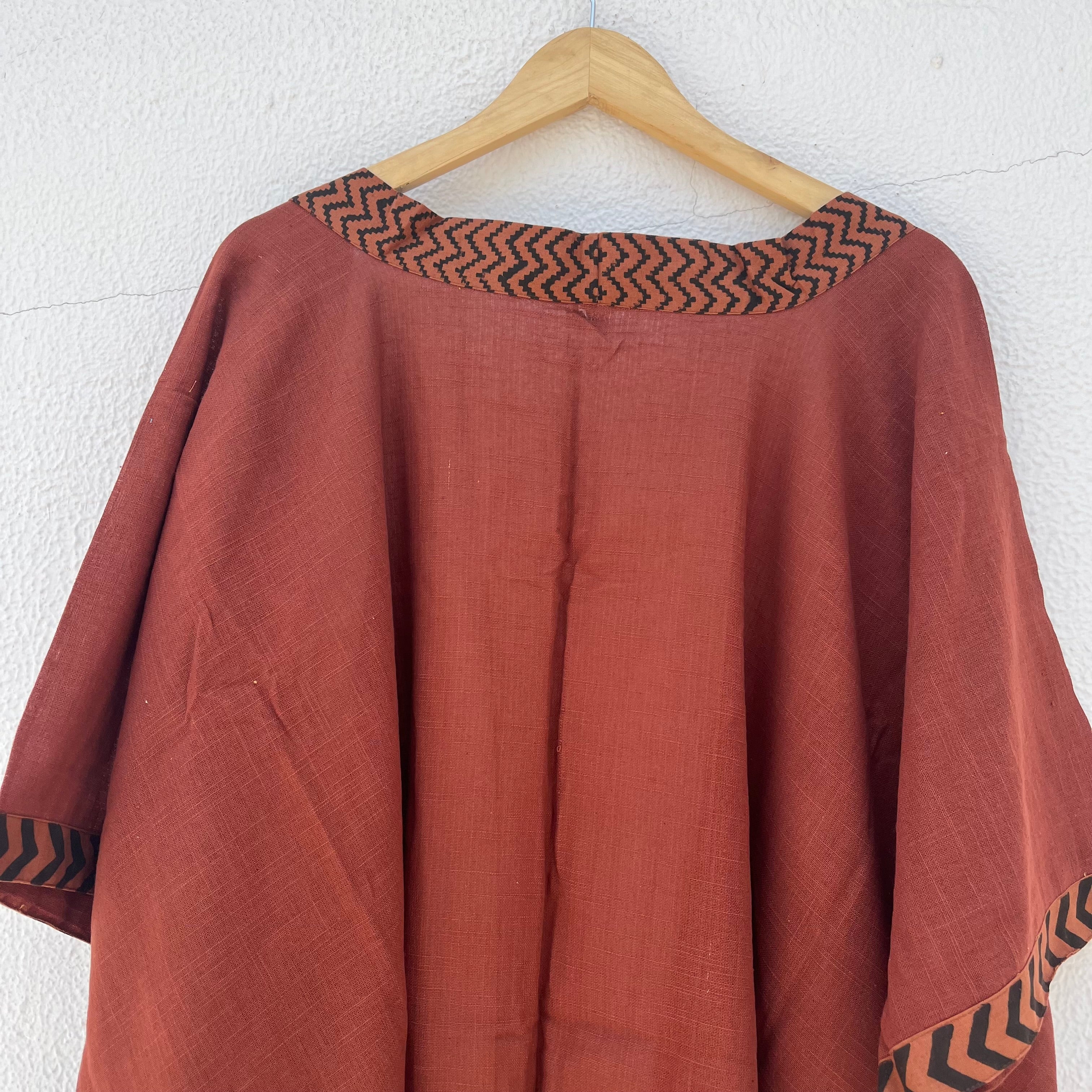 Karwaan Kaftan Cotton Shrug- Rust Orange