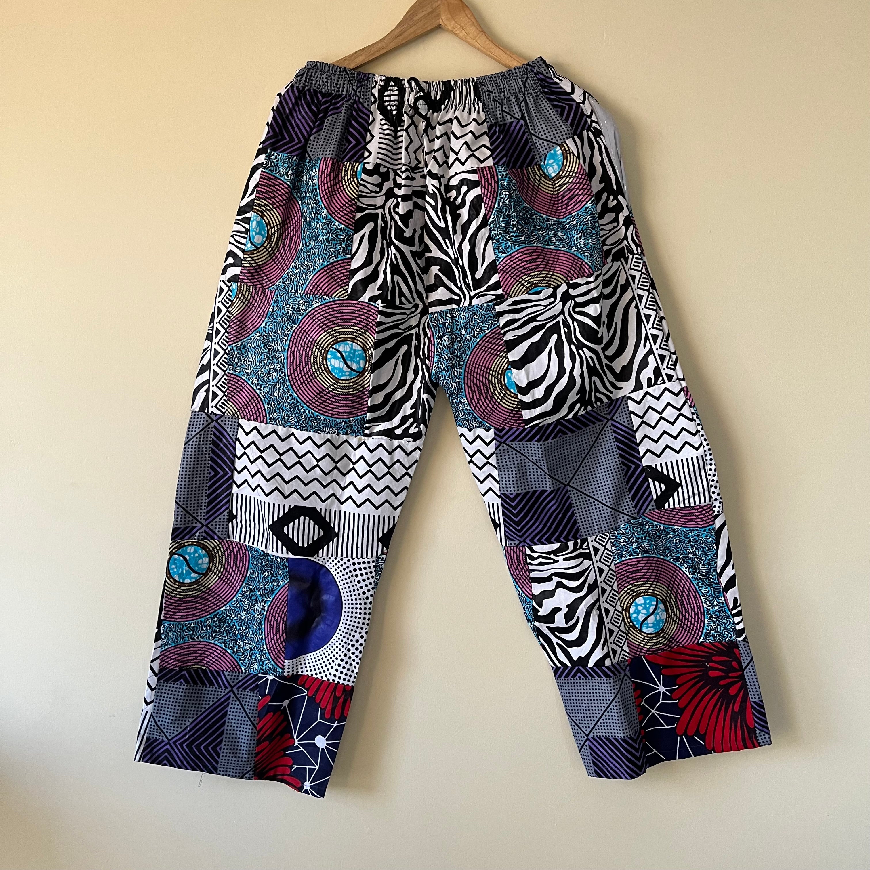 Cotton Patchwork Pants - B&W (Palazzo Style)