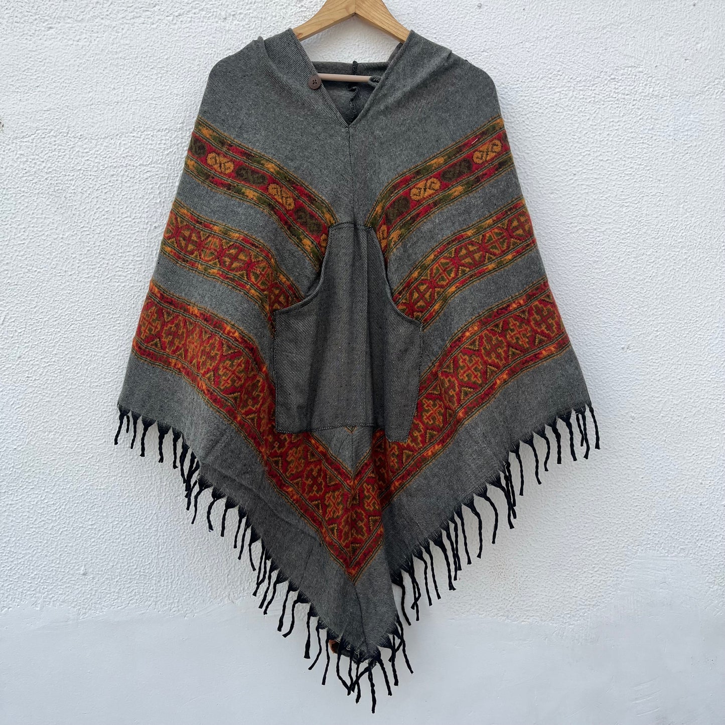 Pahadi Poncho 3 Patti with Hood - Grey