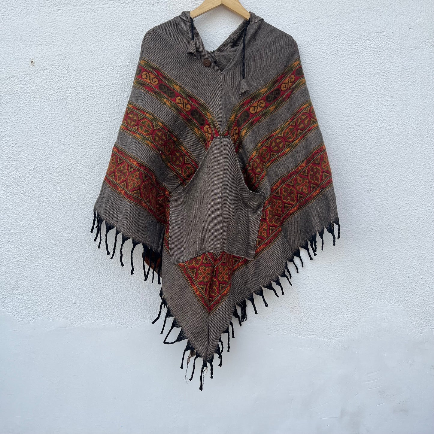 Pahadi Poncho 3 Patti with Hood - Brown