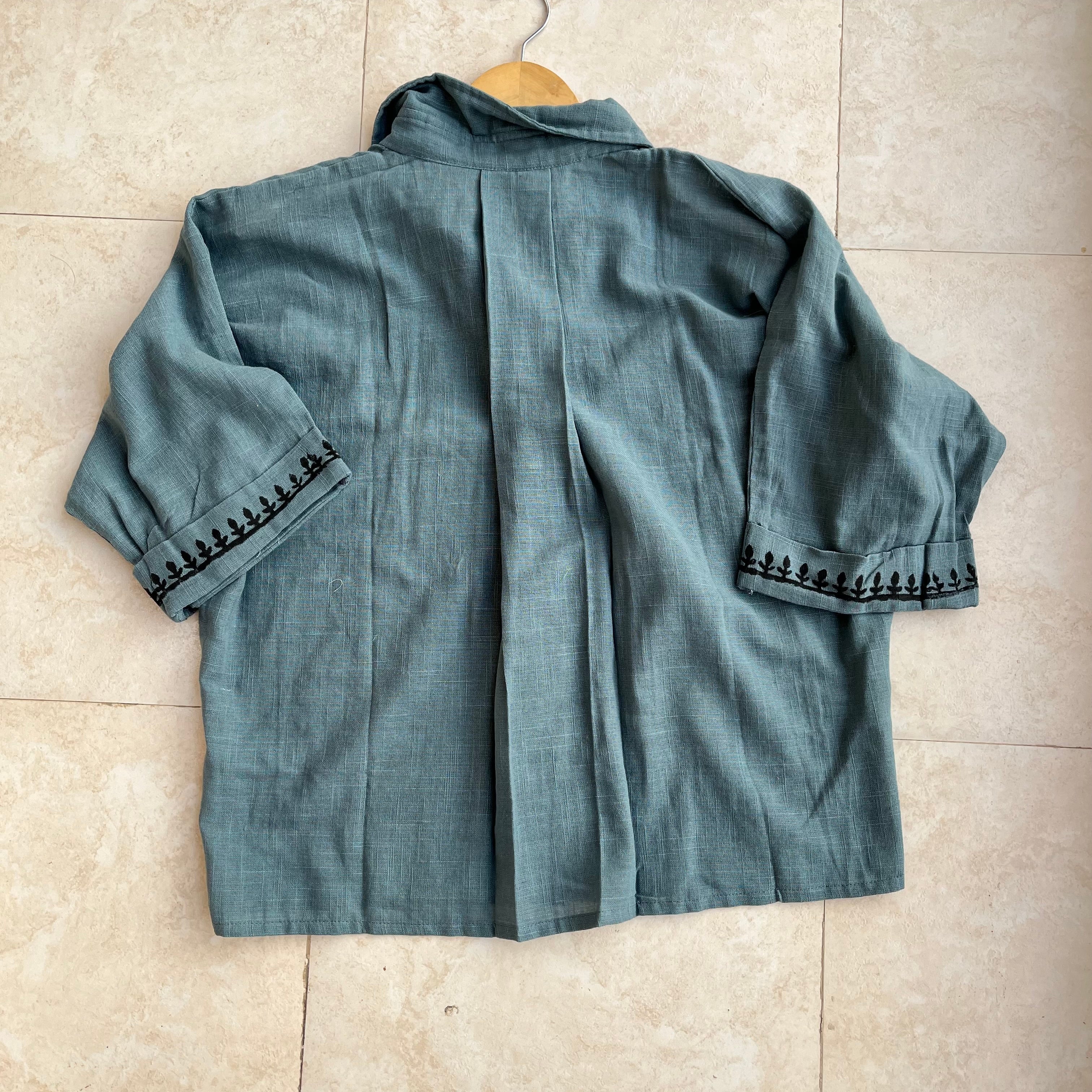 Rahgir Cotton Unisex Shirt - Dusty Teal