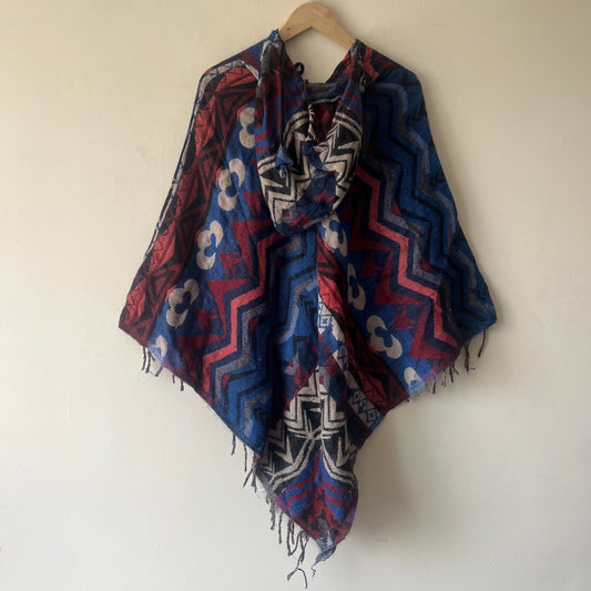 Pahadi Printed Poncho With Hood