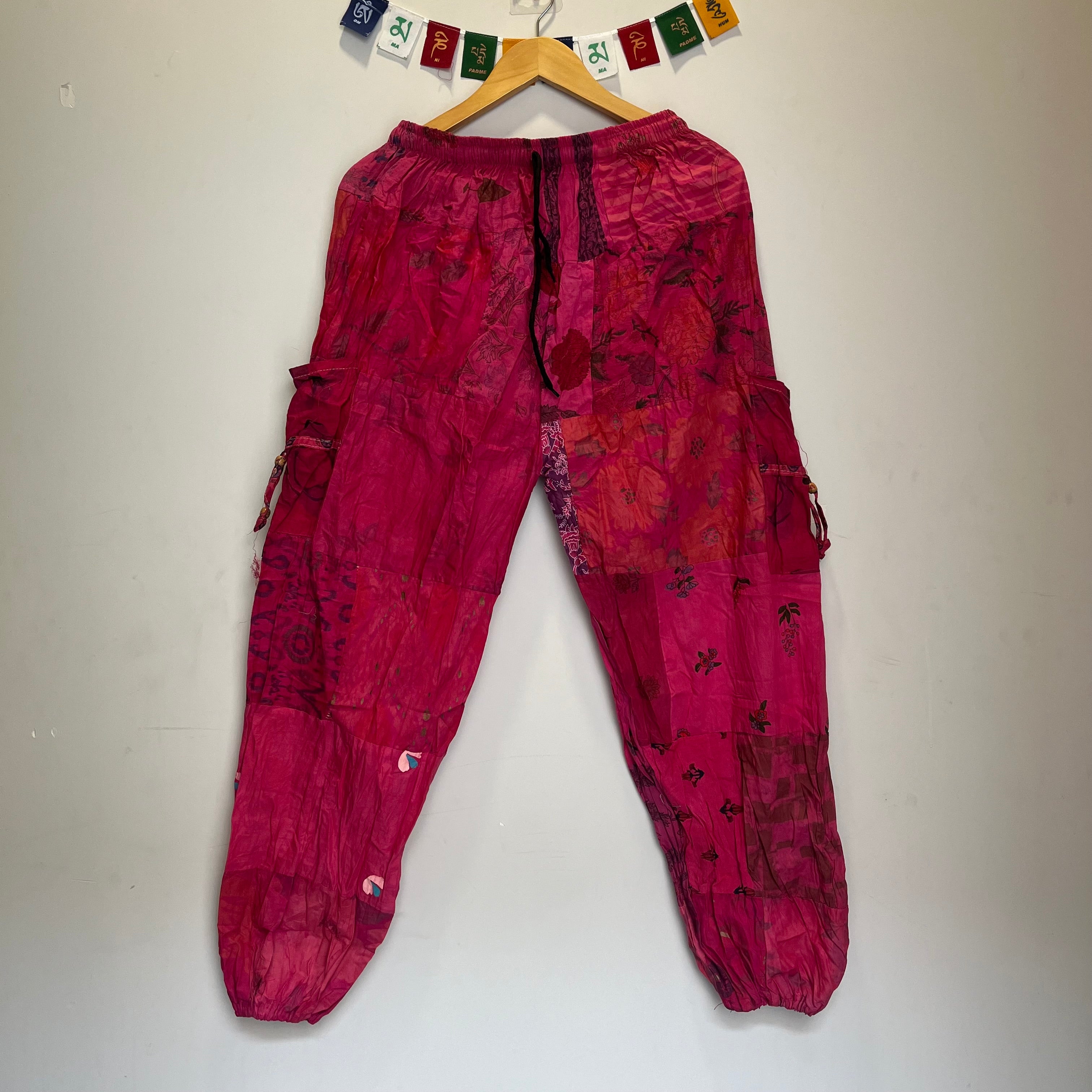 Cotton Patchwork Pants - Pink