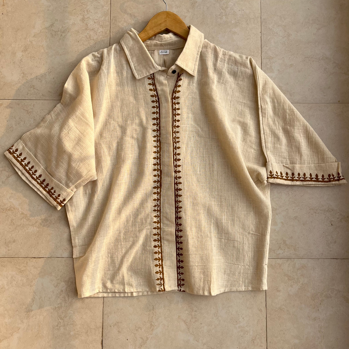 Rahgir Cotton Unisex Shirt - Warm Cream