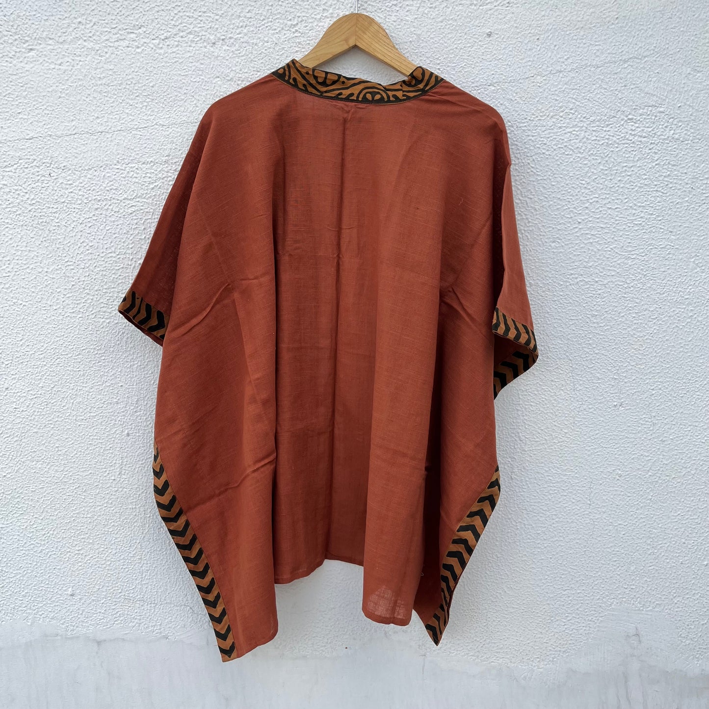 Karwaan Kaftan Cotton Shrug- Rust Orange