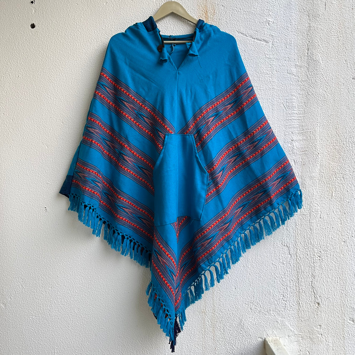 Pahadi Poncho 3 Patti with Hood - Sea