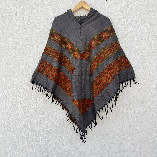 Pahadi Printed Poncho With Hood