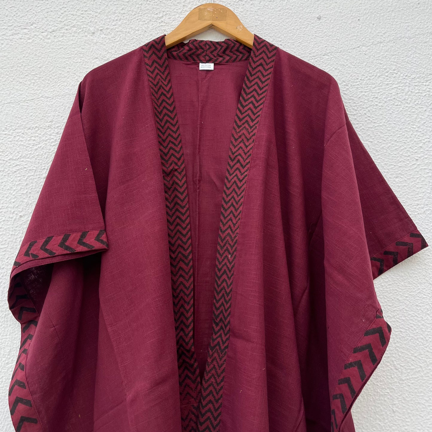 Karwaan Kaftan Cotton Shrug- Wine