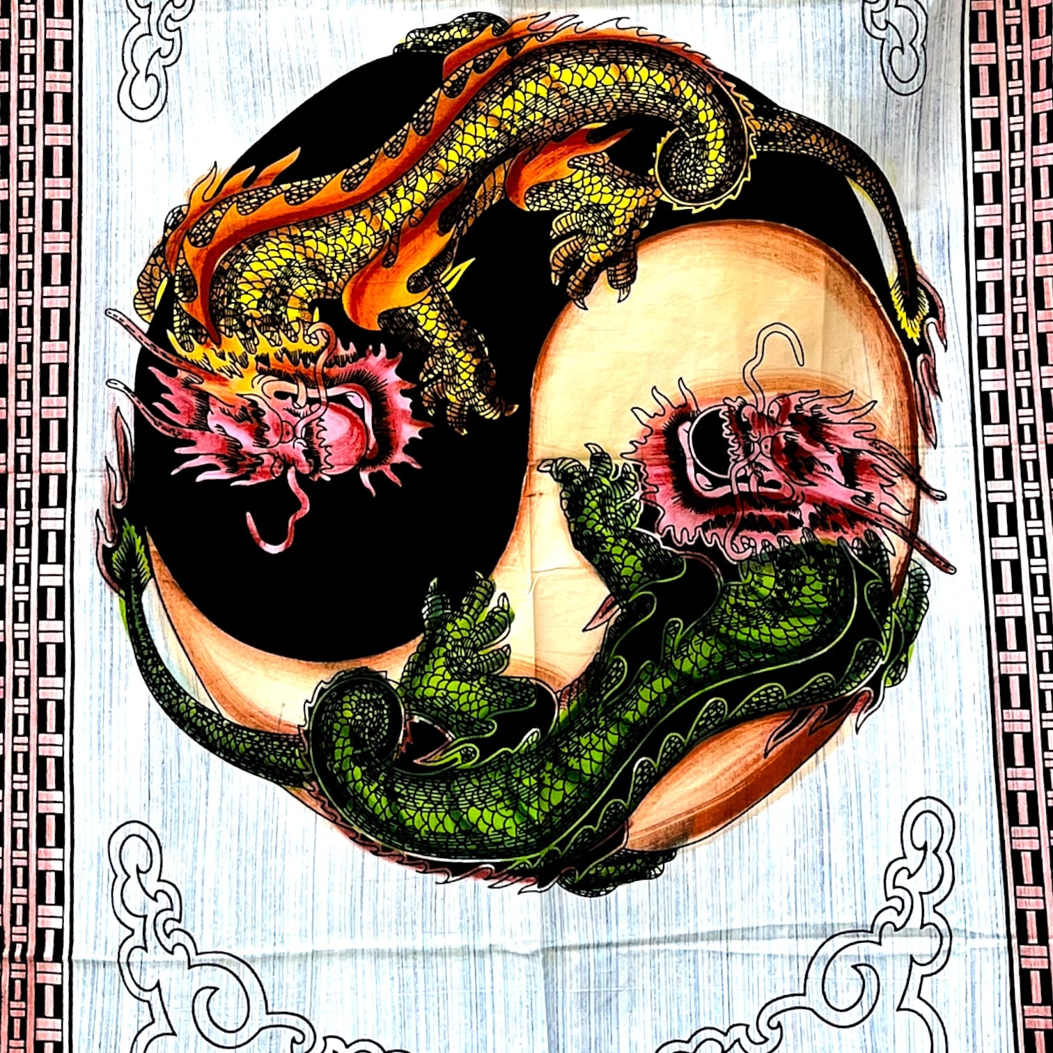 Ying Yang Dragons Wall Tapestry