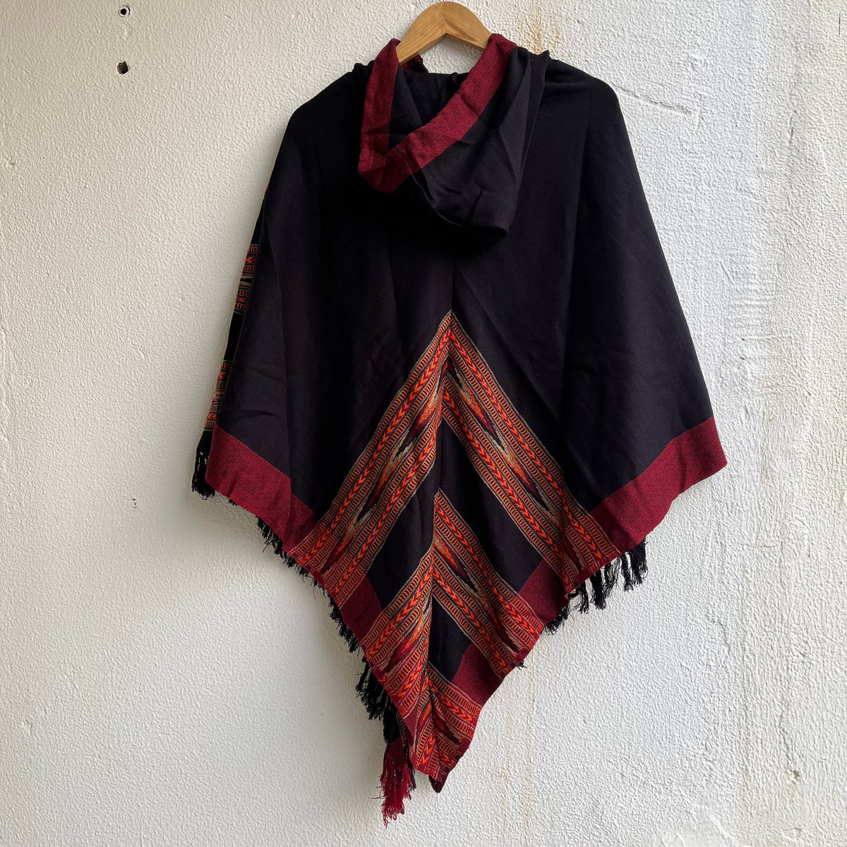 Pahadi Poncho 3 Patti with Hood - Black