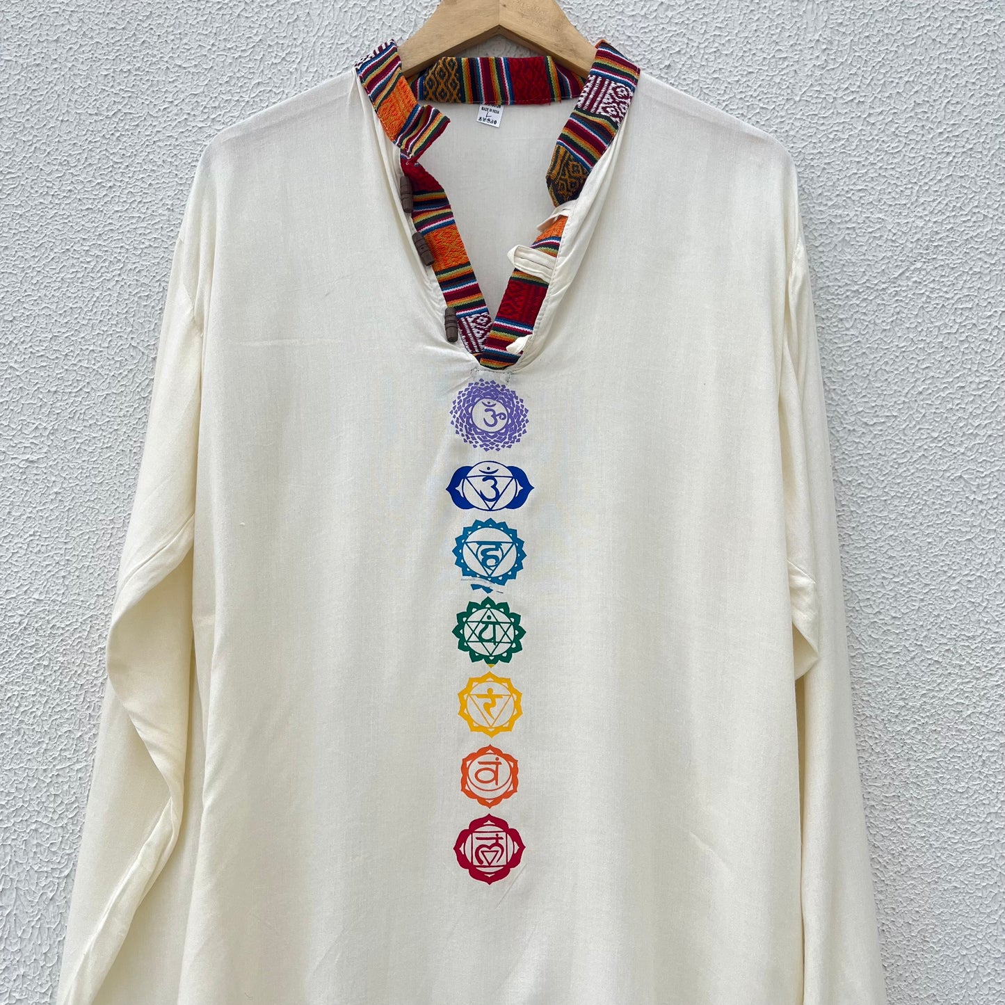 7 Chakra Kurta - Cream (Mulicolour Chakra)