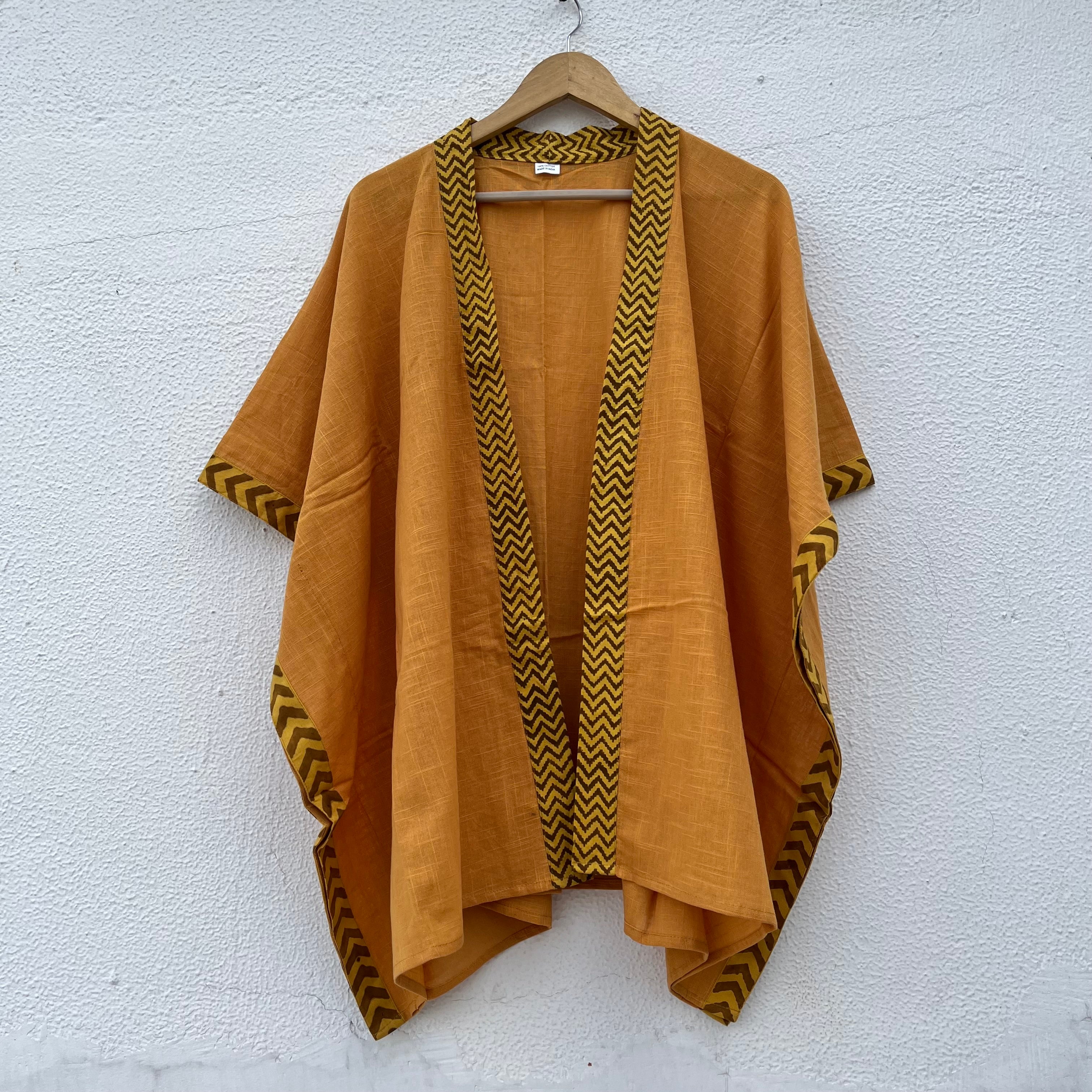 Karwaan Kaftan Cotton Shrug- Mustard